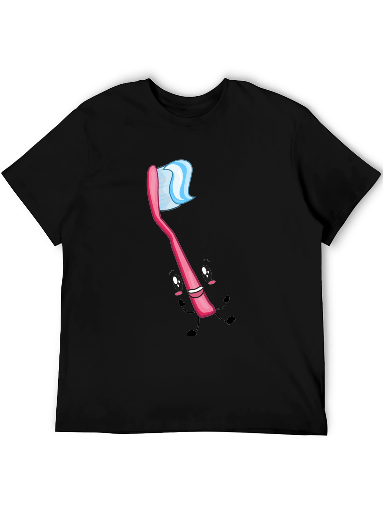Black Fun Toothbrush Graphic Tee - Black Cotton Blend view 5