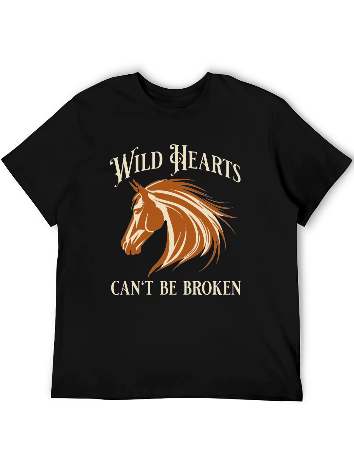Black Wild Hearts Horse Graphic Black T-Shirt view 5