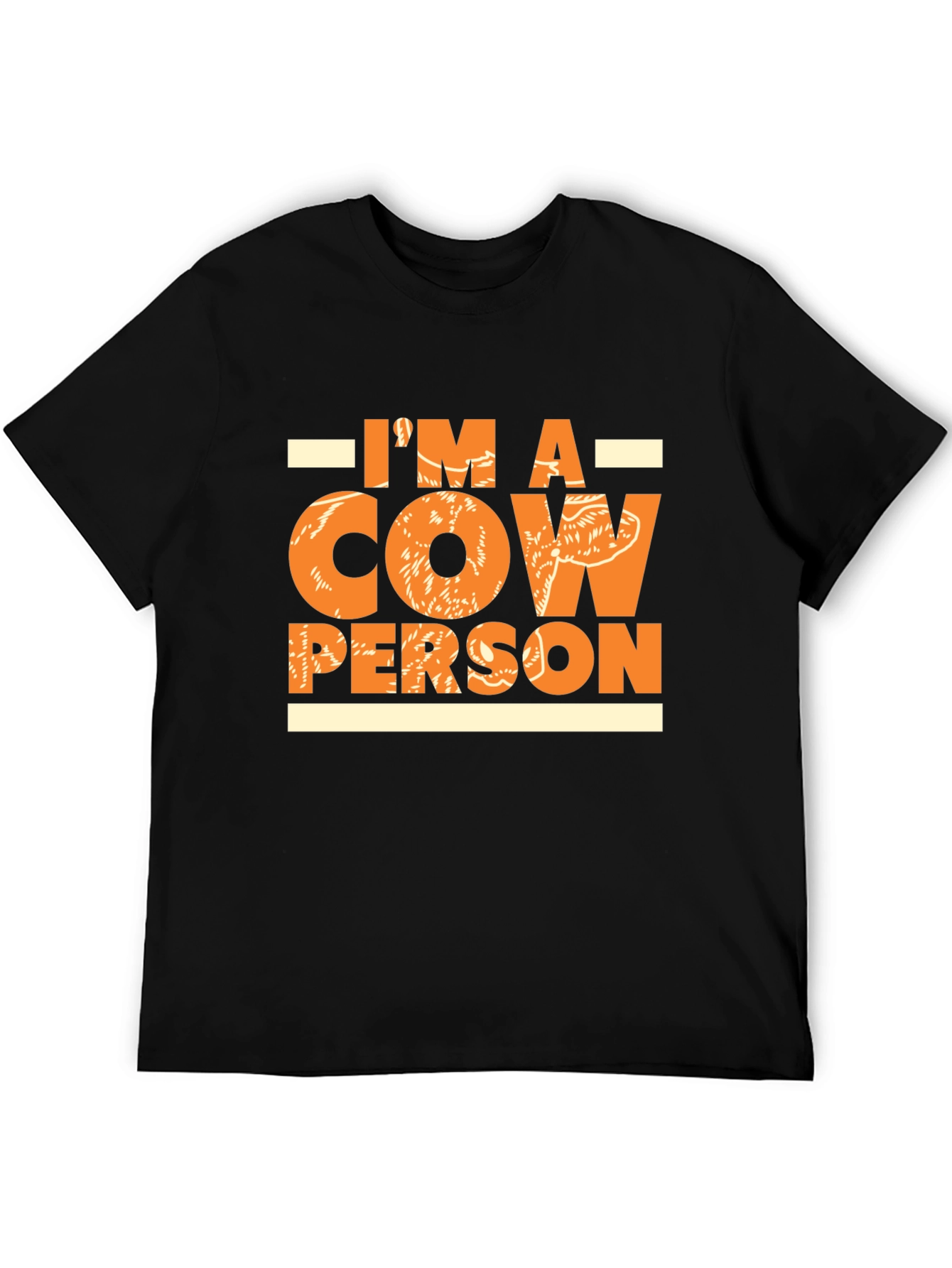 Black Cow Person Graphic Tee - Black Cotton Comfort Fit T-Shirt view 5
