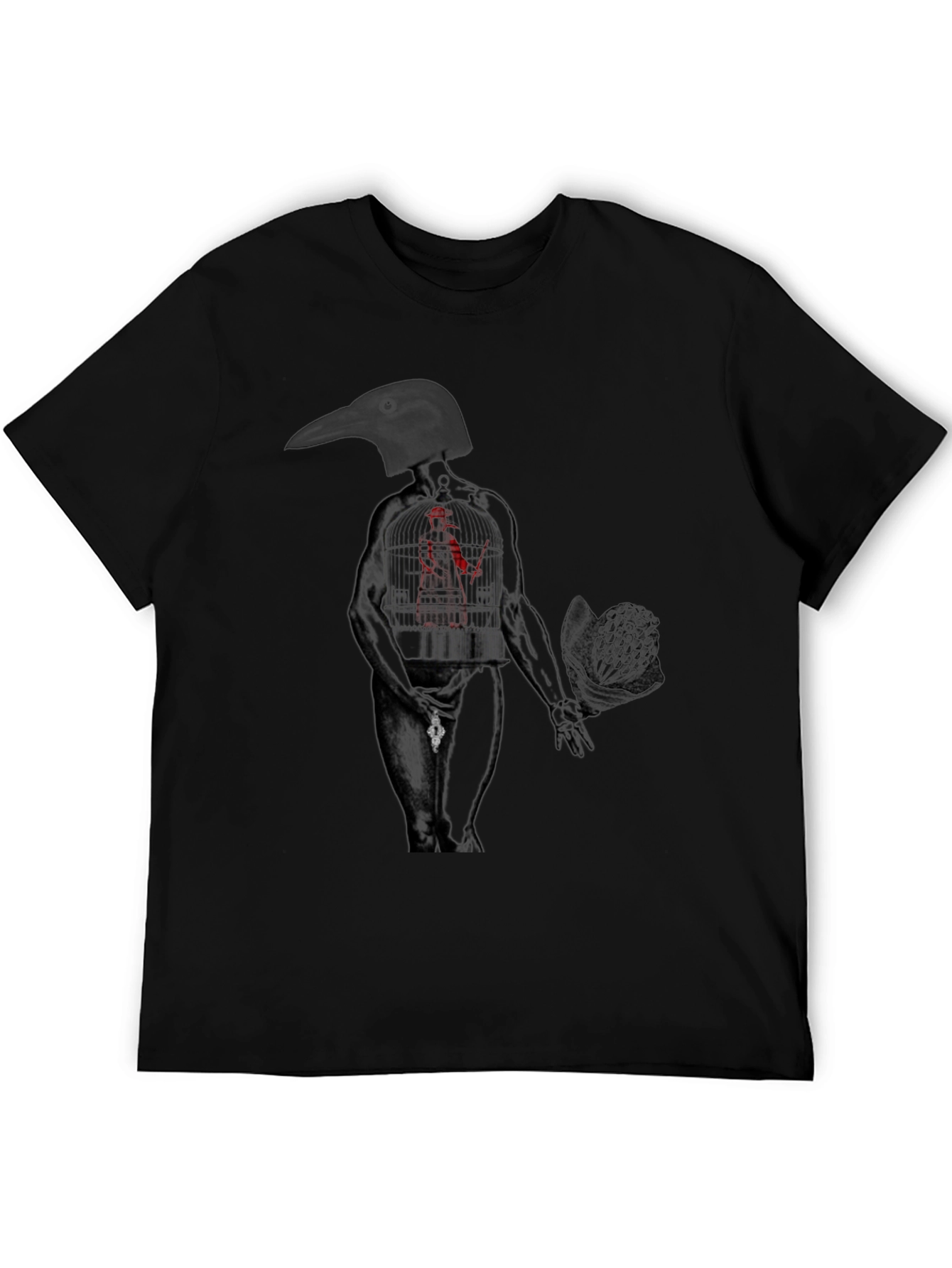 Black Raven Head Anatomical Human Graphic Tee view 5