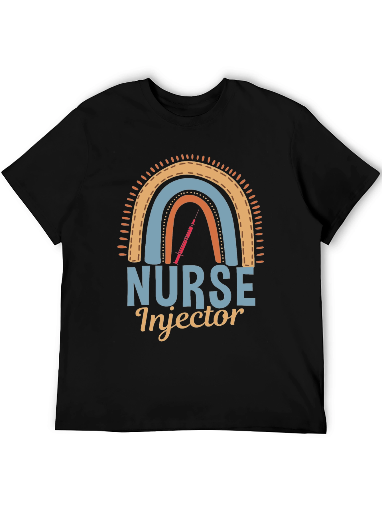 Black Nurse Injector Rainbow Graphic Tee view 5