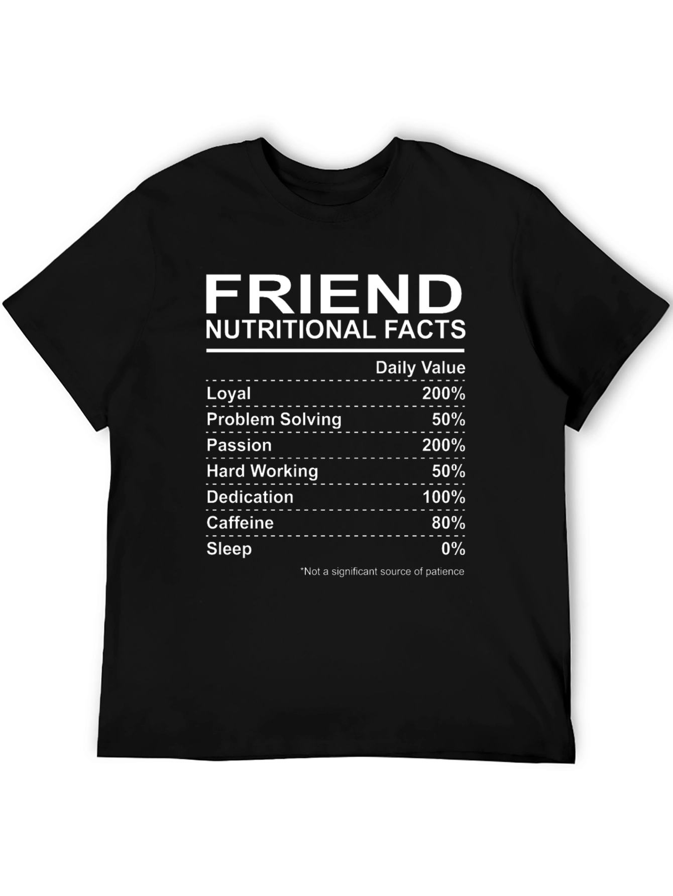 Black Friend Nutritional Facts Graphic T-Shirt view 5