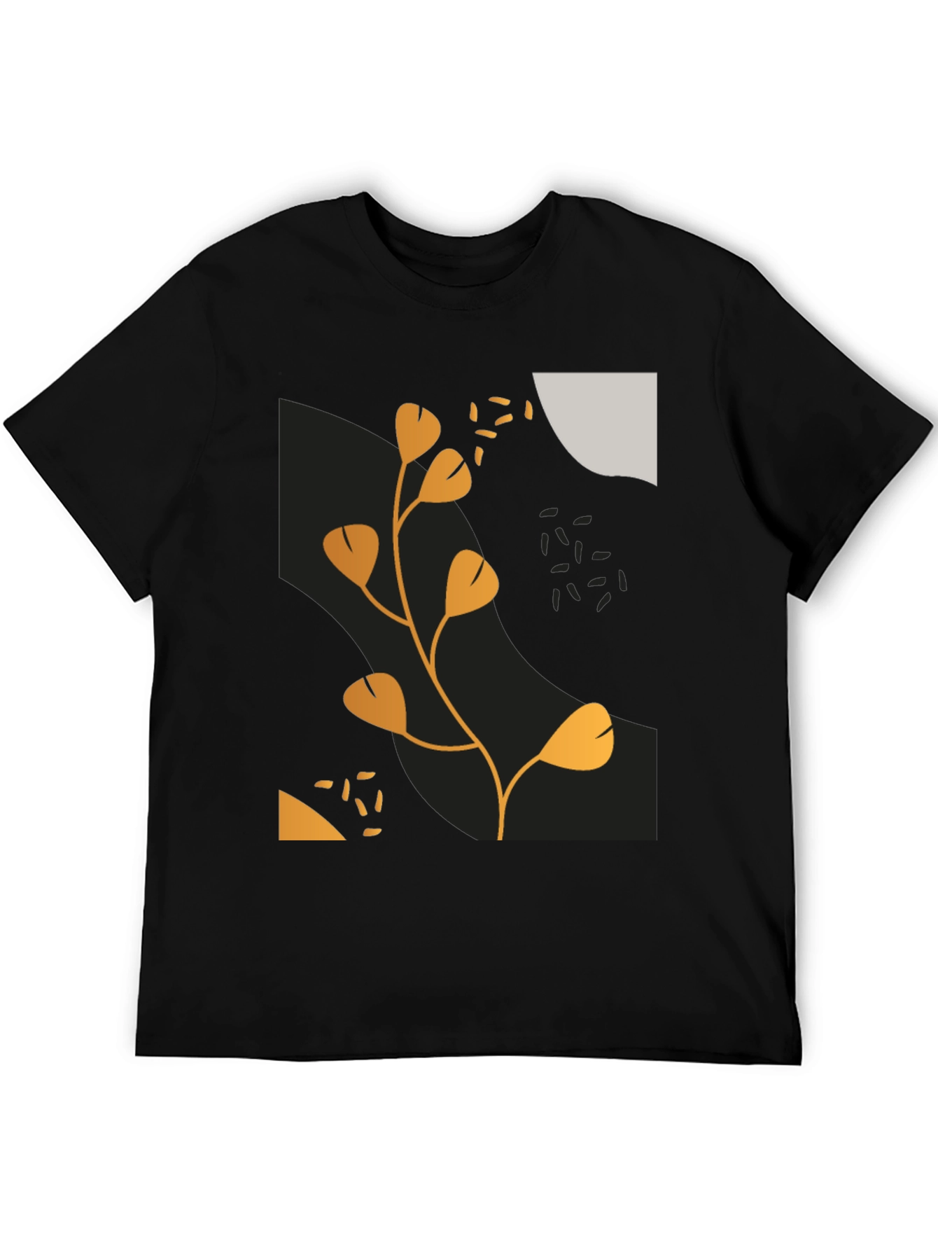 Black Modern Abstract Graphic Print Black T-Shirt view 5