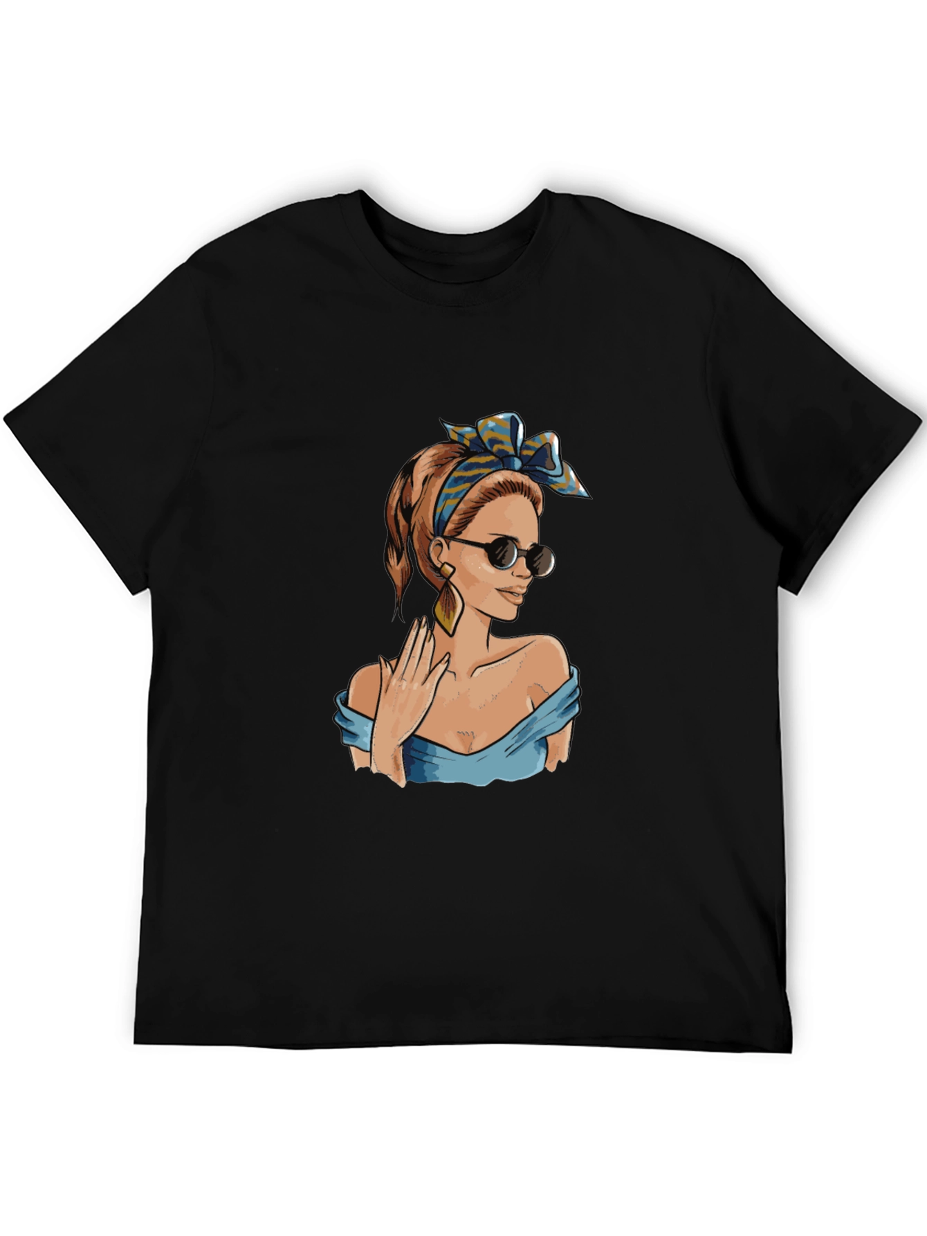 Black Retro Pin-Up Girl Graphic Black T-Shirt view 5
