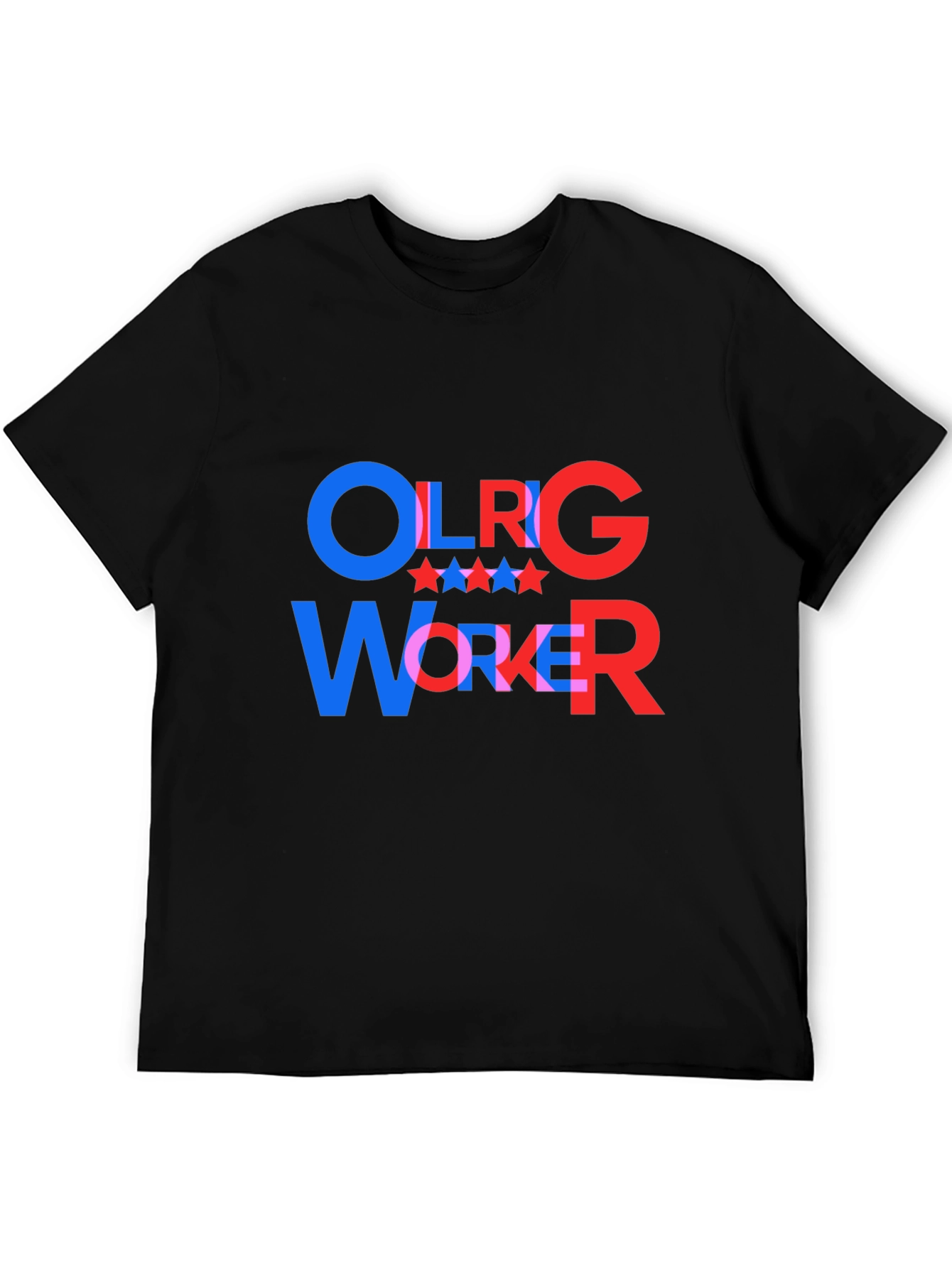 Black OLRG Worker Graphic T-Shirt - Patriotic Style view 5