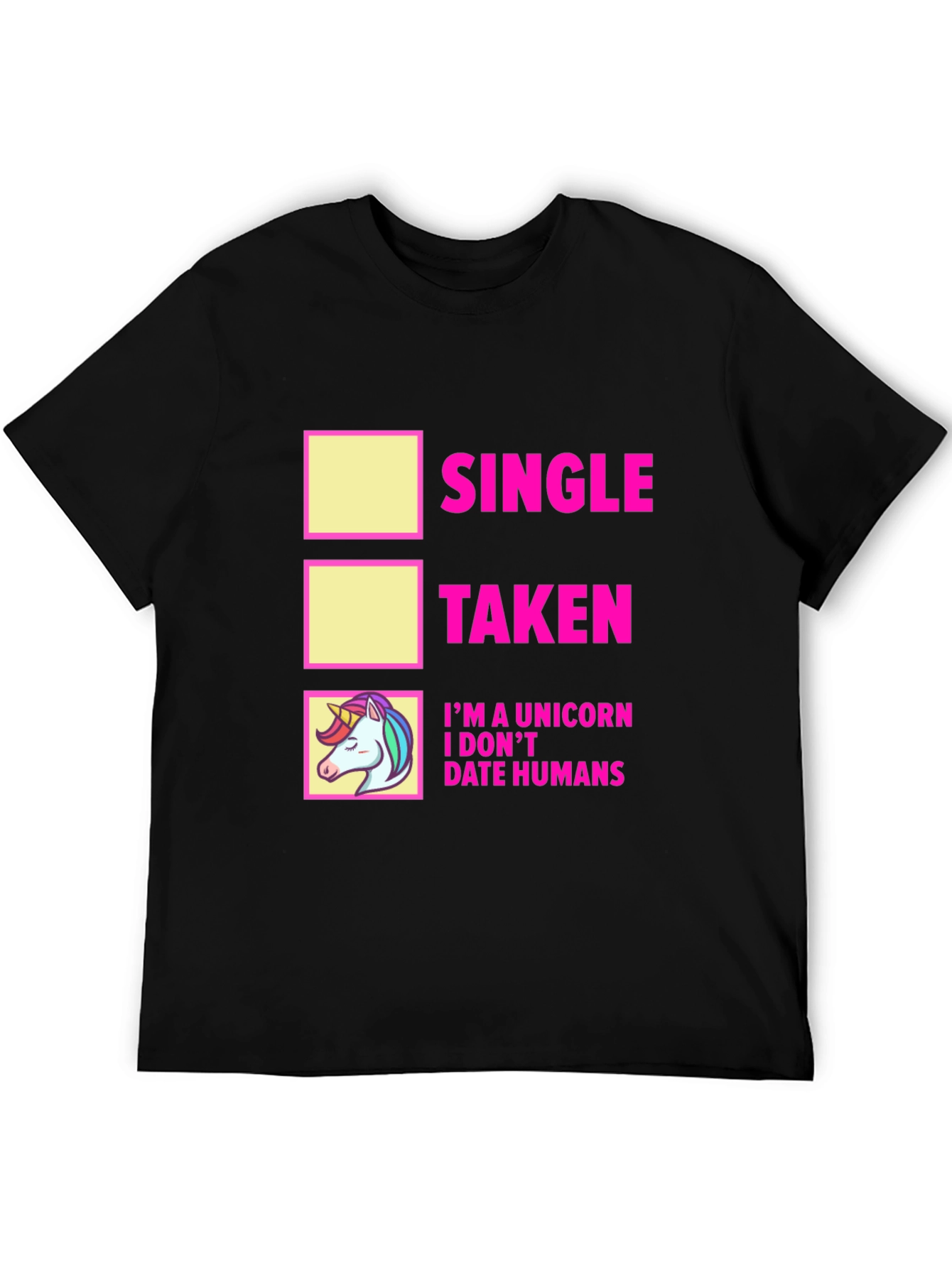 Black Single Taken Unicorn T-Shirt - Funny Dating Humor Tee view 5