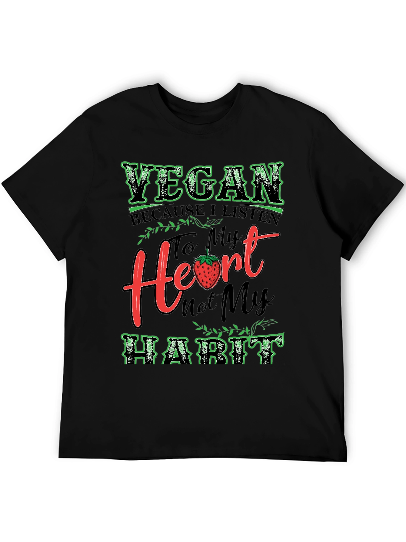 Black Vegan Heart Habit T-Shirt view 5