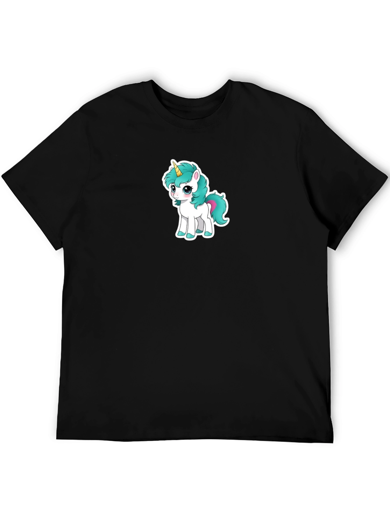 Black Cute Unicorn Graphic Tee - Black T-Shirt view 5