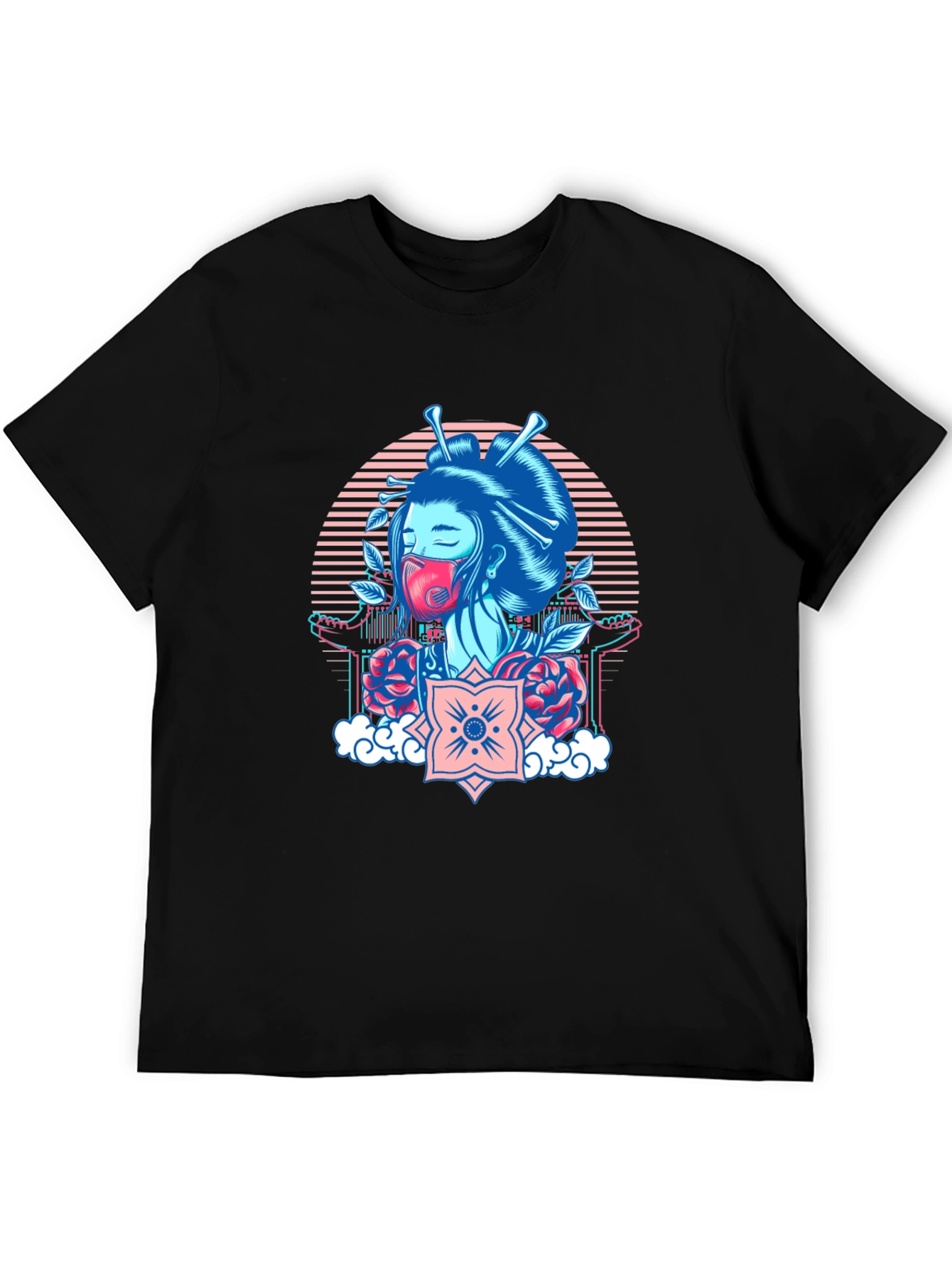Black Geisha Mask Graphic Tee view 5