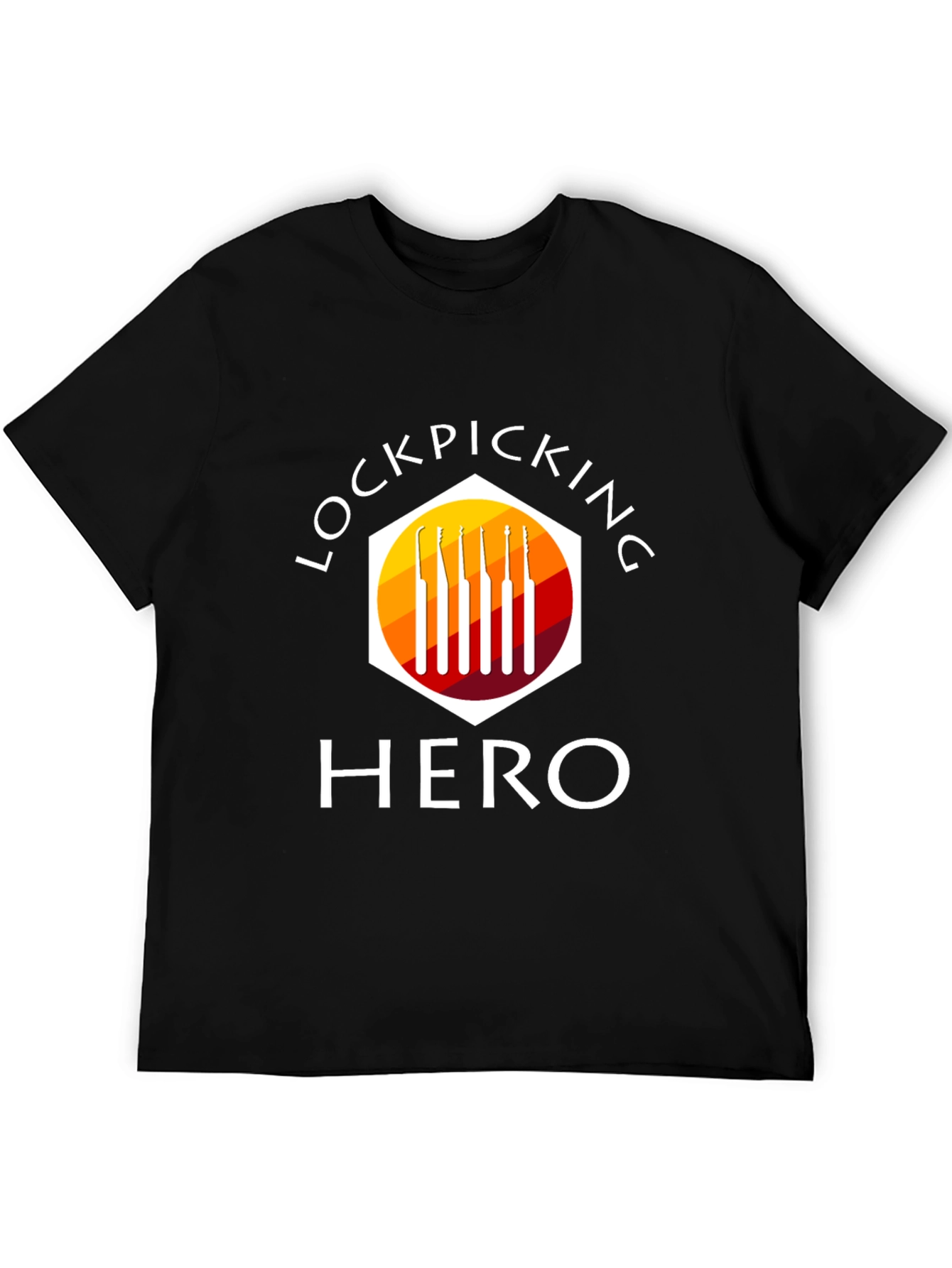 Black Lockpicking Hero T-Shirt - Black, Graphic Tee view 5
