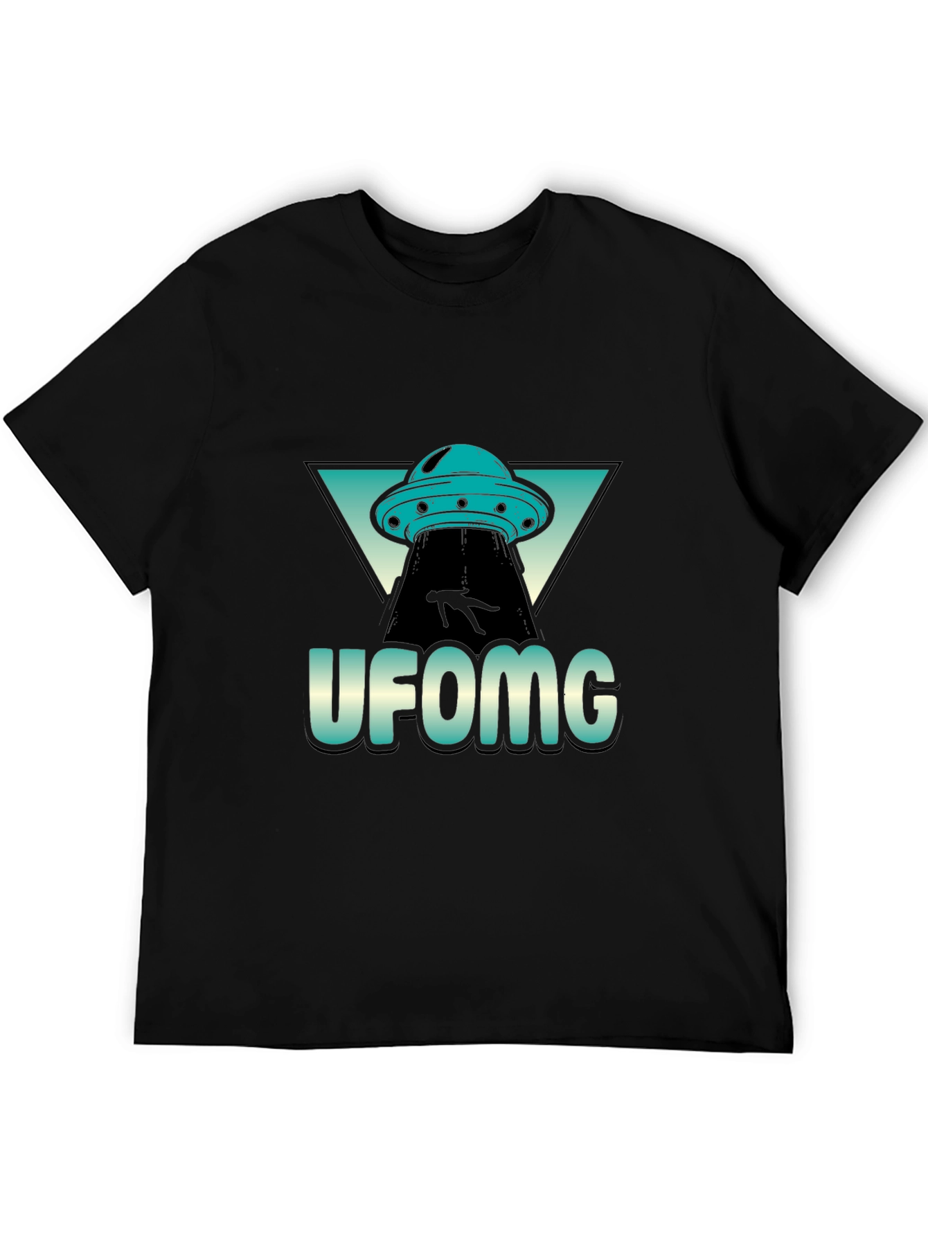 Black UFO Abduction Graphic T-Shirt - "UFOMG" Design view 5