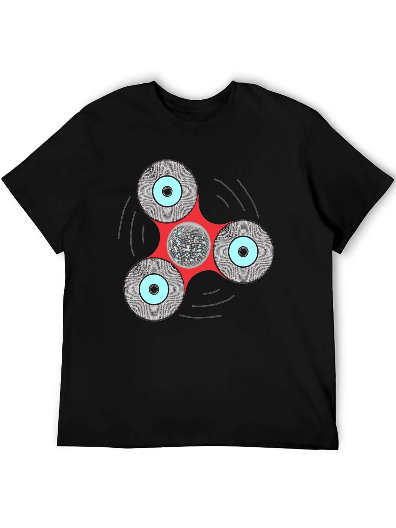 Black Disco Fidget Spinner Graphic Tee view 5