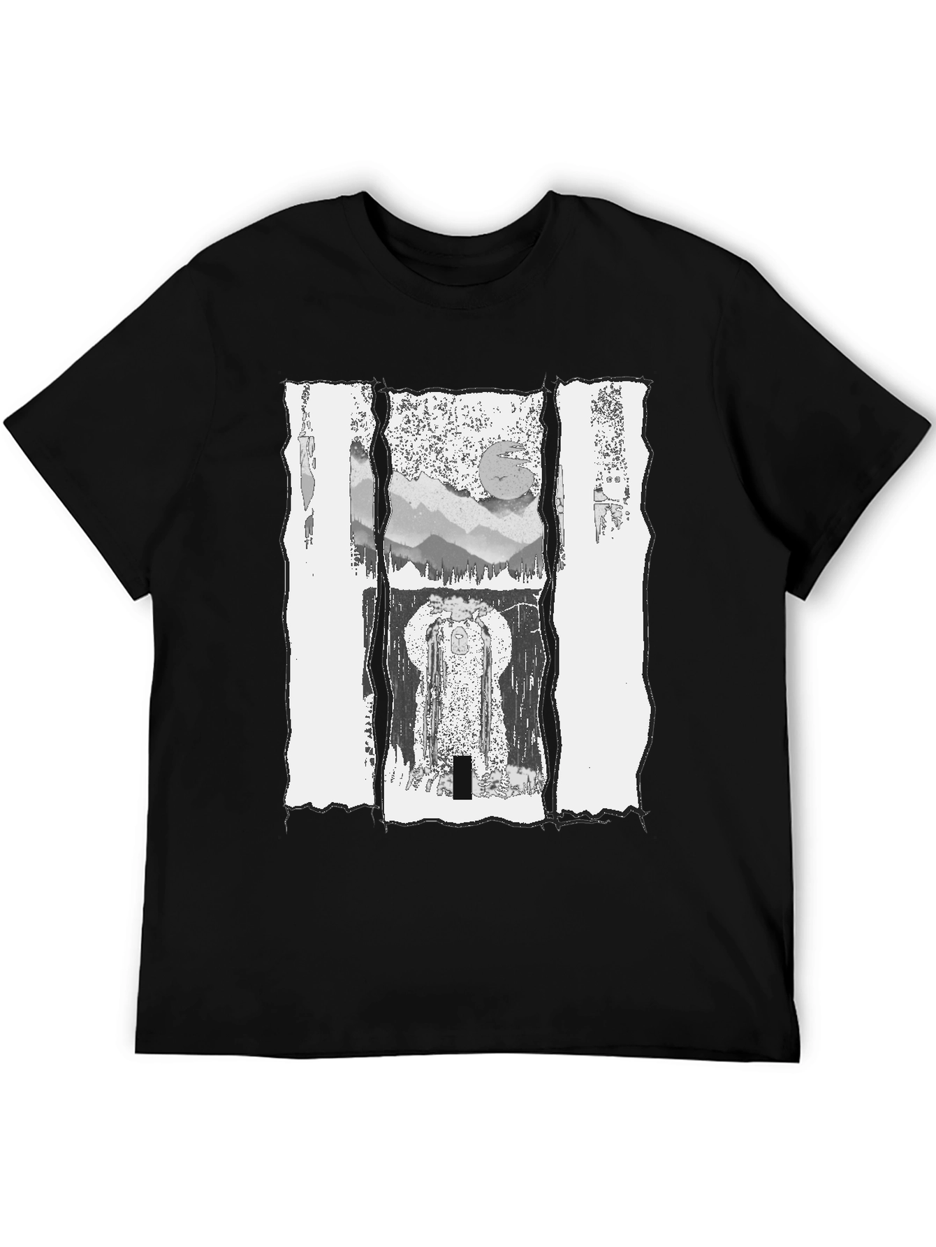Black Abstract Landscape Graphic Tee - Black view 5