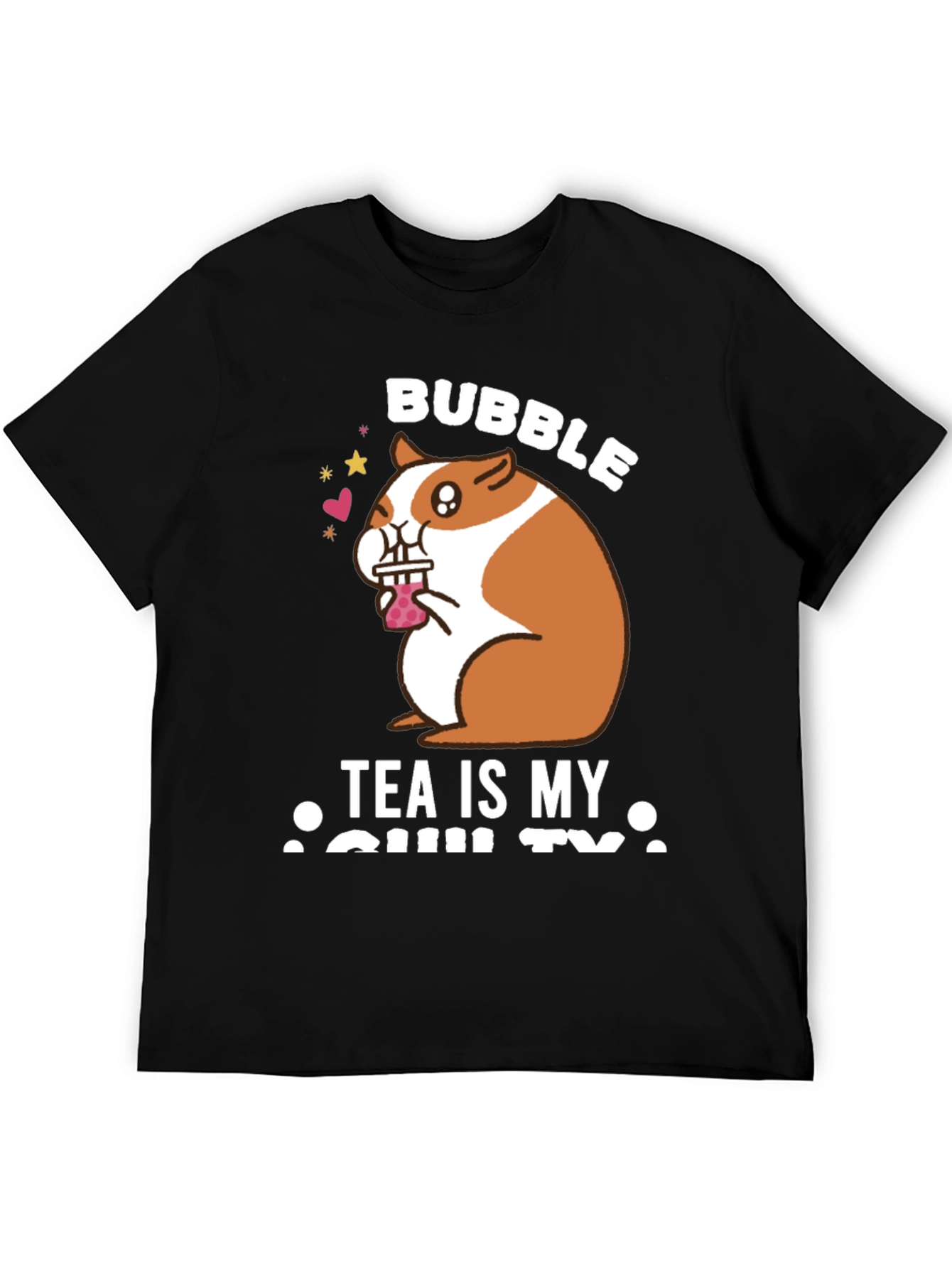 Black Bubble Tea Loving Hamster T-Shirt view 5