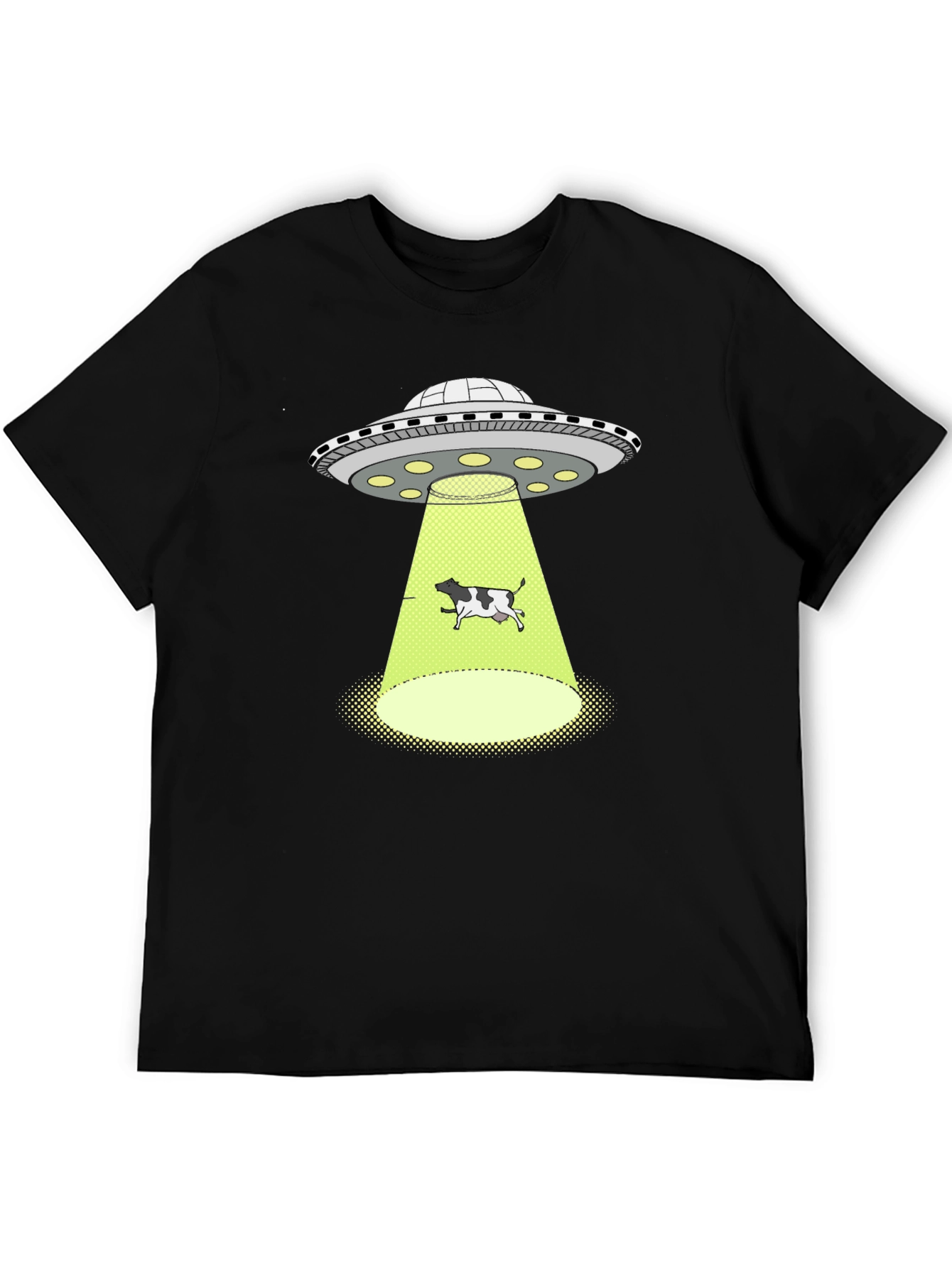 Black UFO Abduction Cow Graphic Tee - Black view 5
