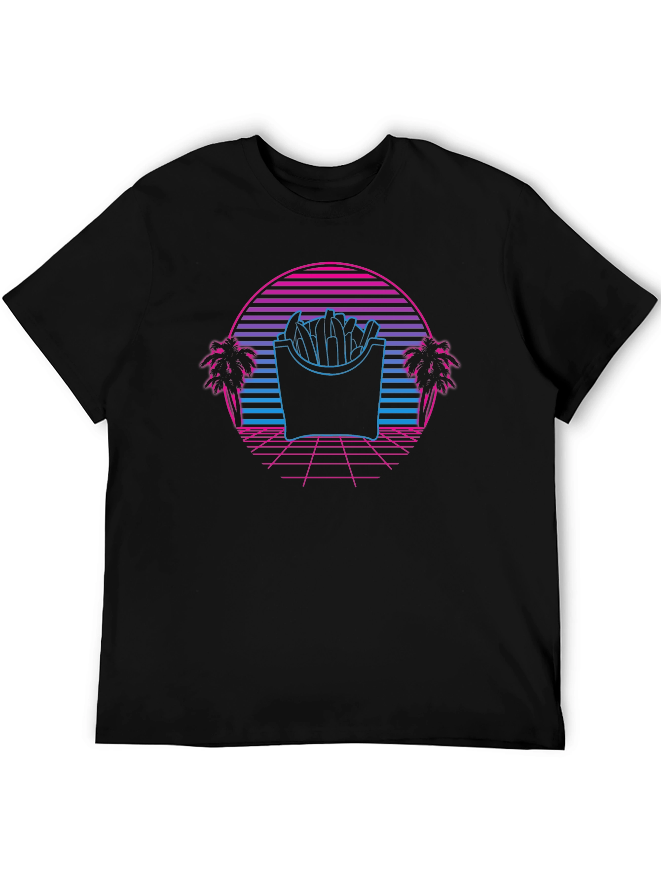 Black Retro Fries T-Shirt - Synthwave Graphic Tee view 5