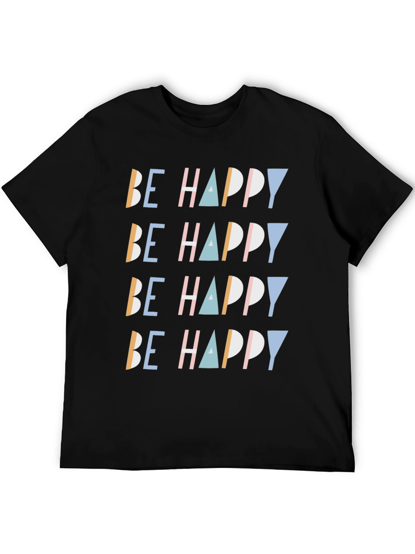 Black Be Happy Graphic Print Tee - Stylish Comfort view 5