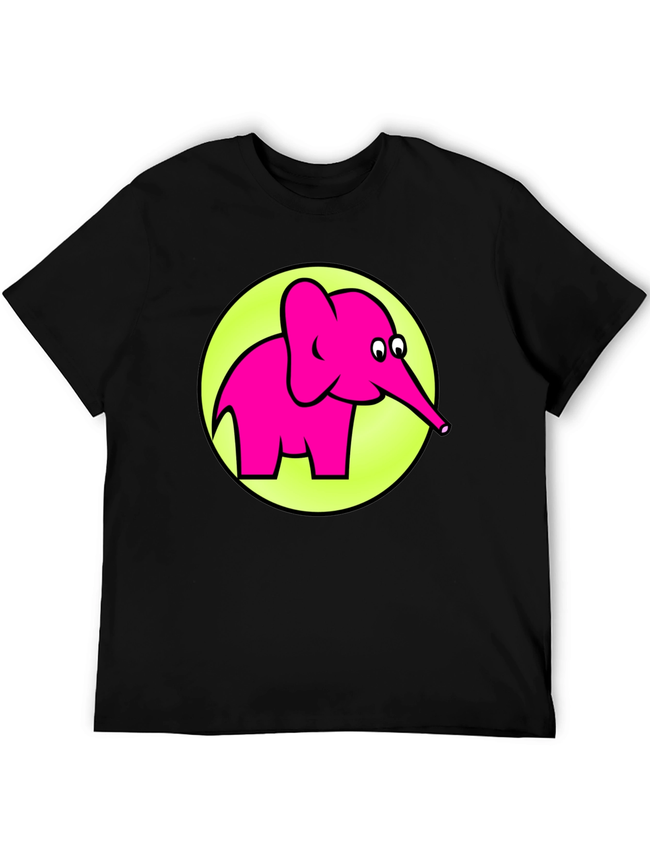Black Pink Elephant Graphic T-Shirt - Men's Casual Tee view 5