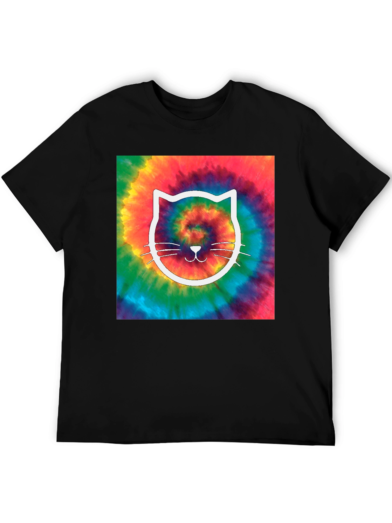 Black Tie-Dye Cat Graphic Tee view 5