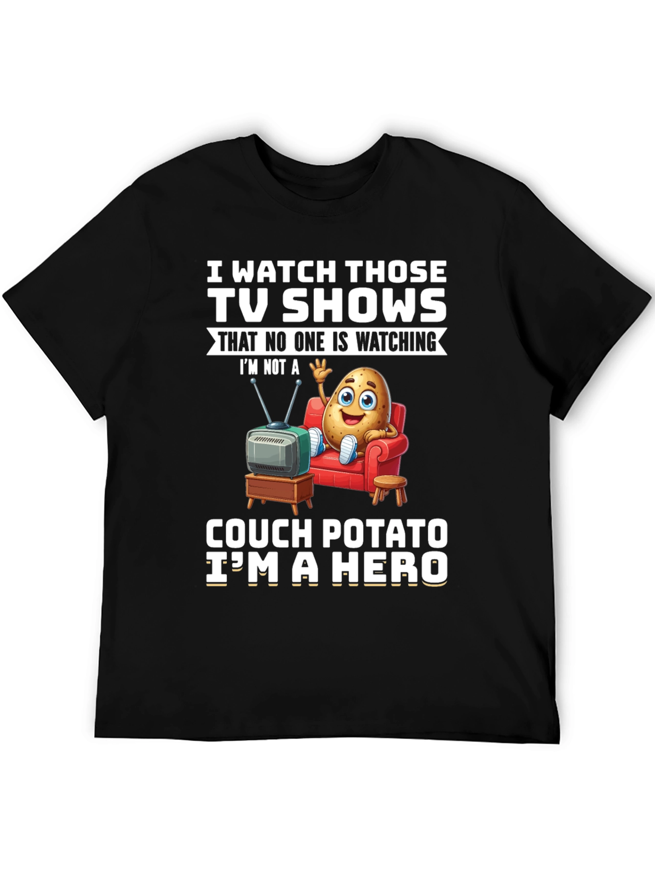 Black Couch Potato Hero T-Shirt view 5