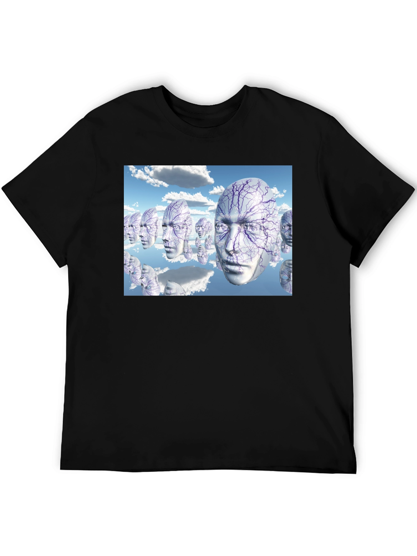 Black Surreal Faces T-Shirt - Unique Graphic Tee view 5