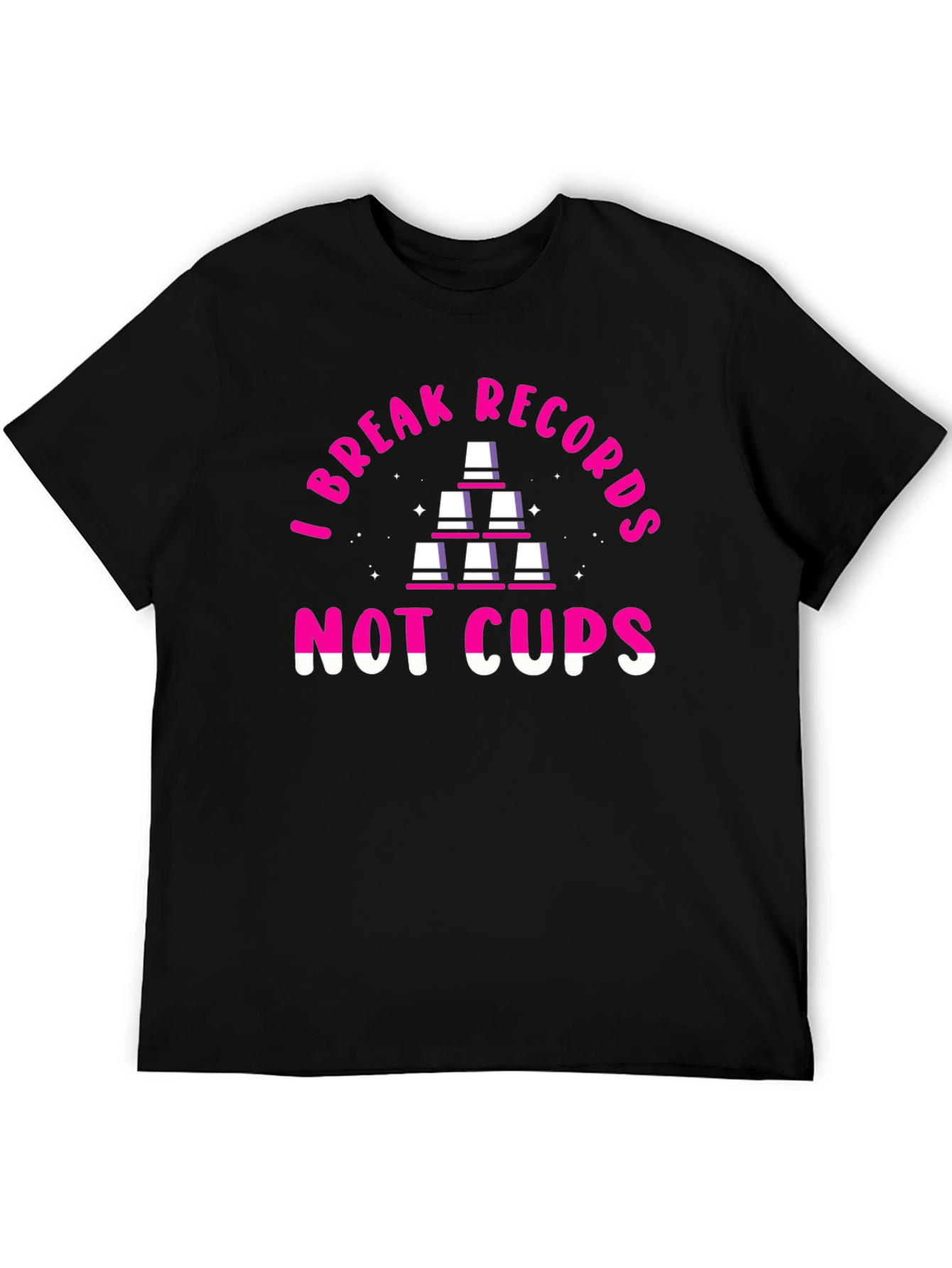 Black I Break Records Not Cups T-Shirt view 5