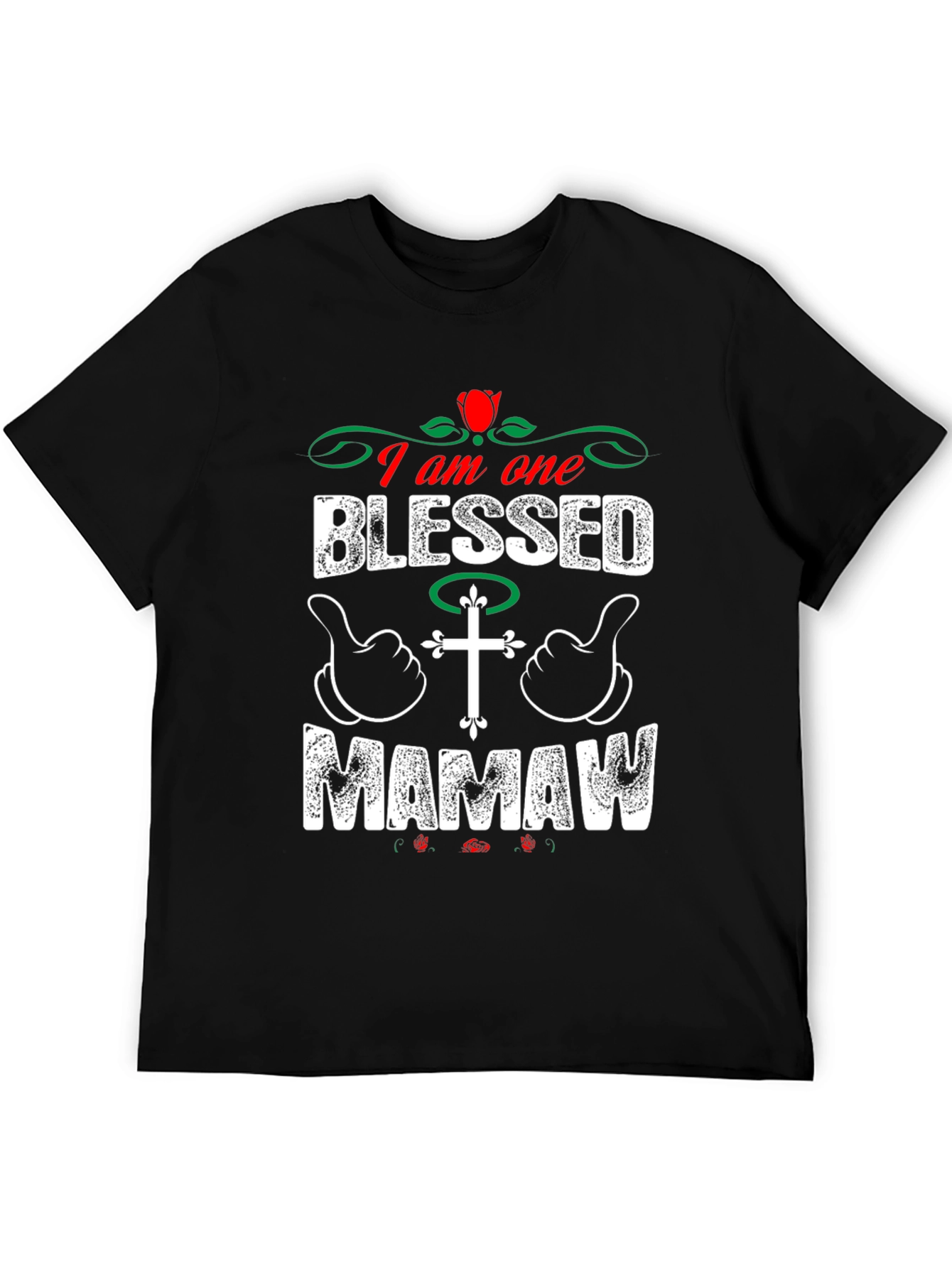 Black Blessed Mamaw T-Shirt - Christian Family Love view 5