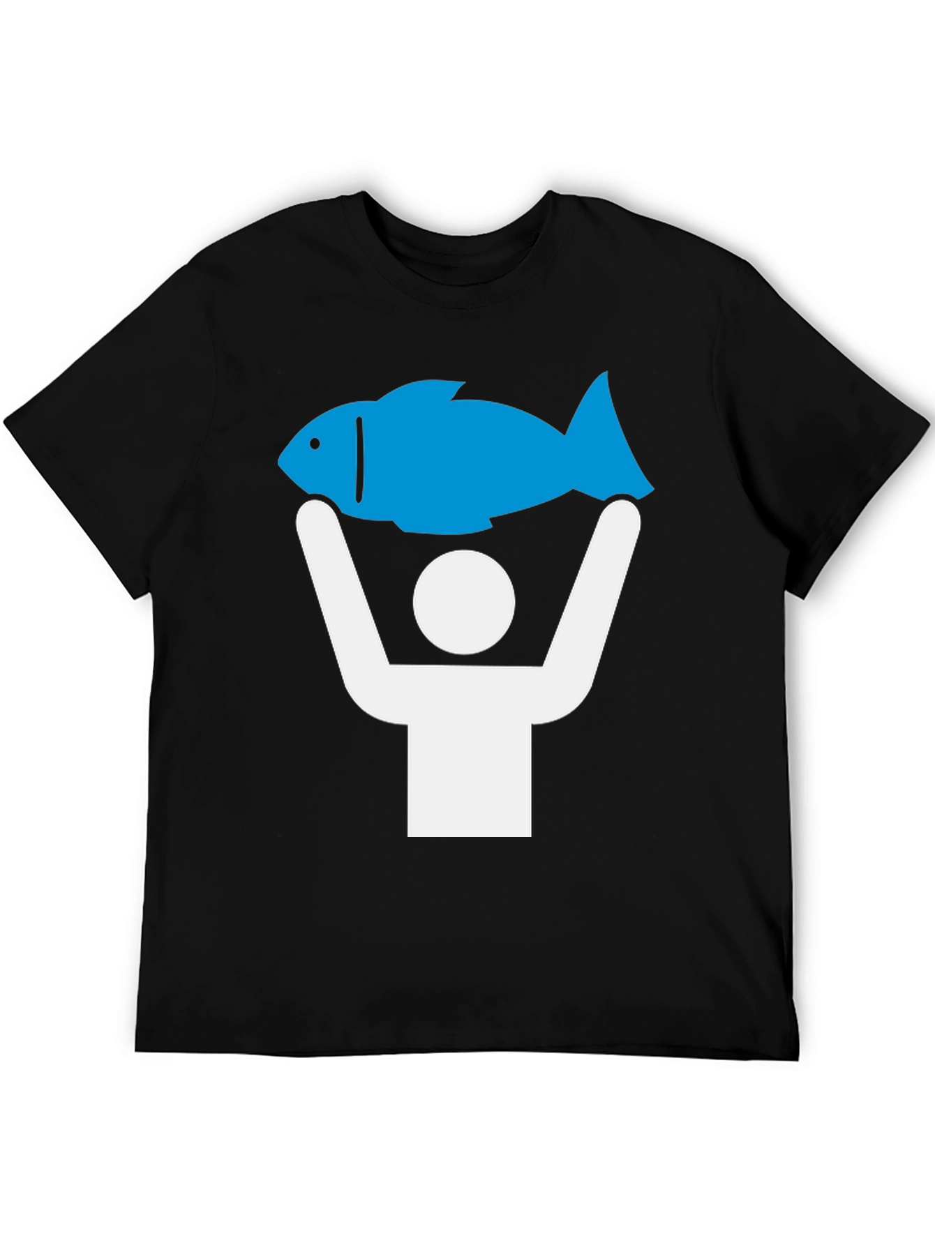 Black Funny Fish Catch T-Shirt - Blue Graphic Tee view 5