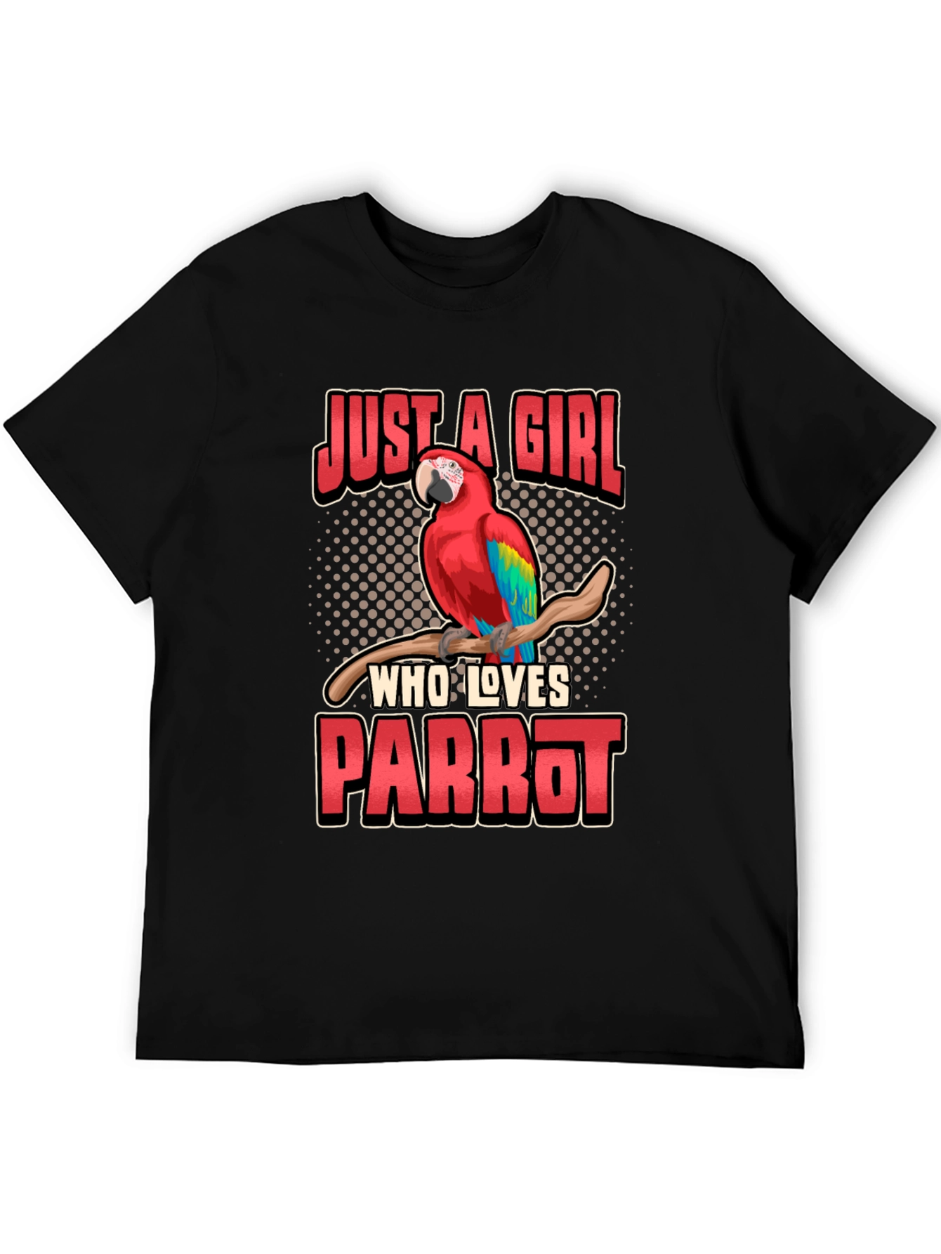 Black Just A Girl Who Loves Parrot T-Shirt view 5