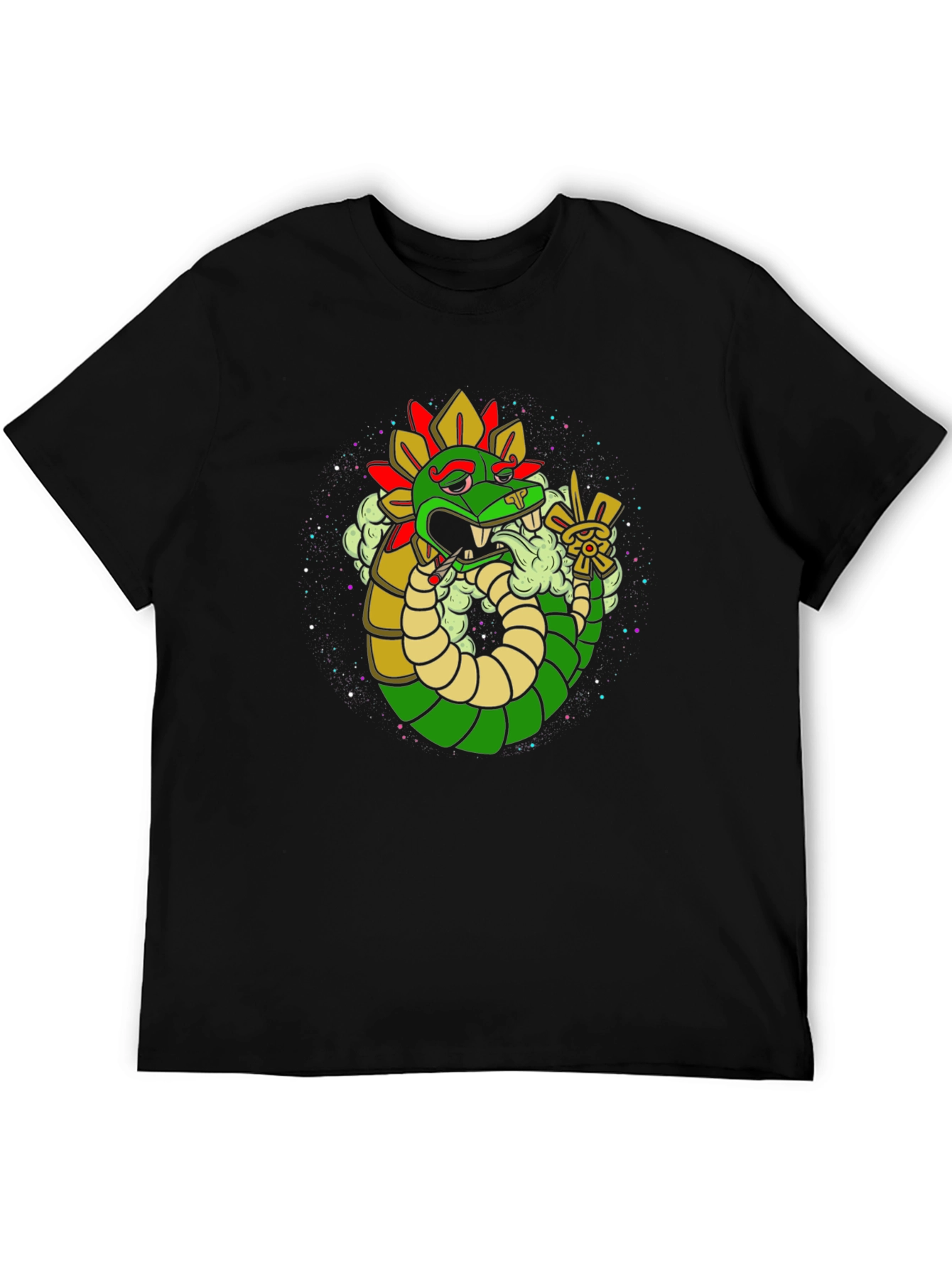 Black Aztec Serpent Tee - Cool Graphic T-Shirt view 5