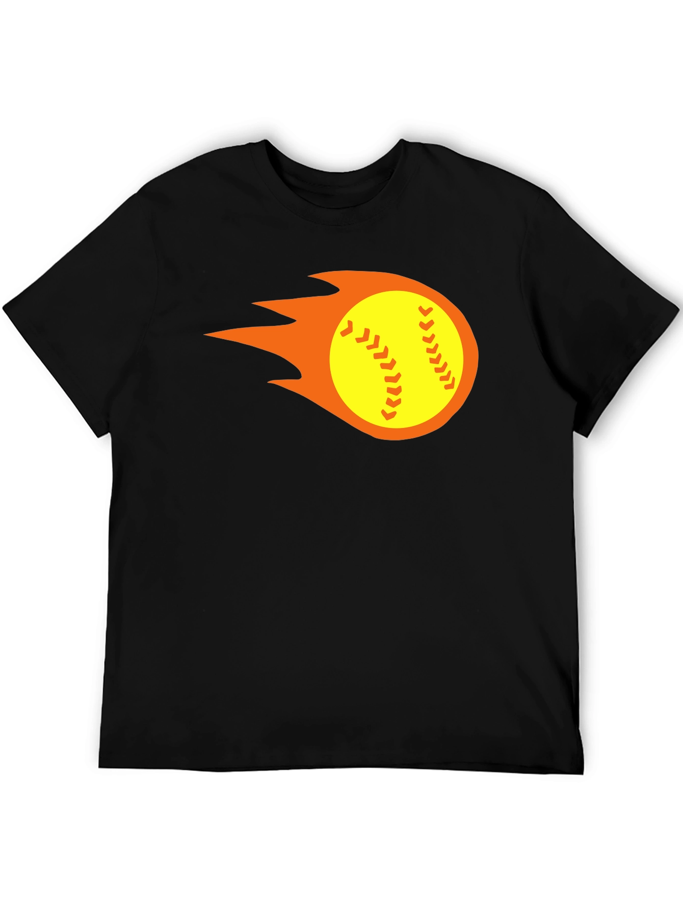 Black Flaming Softball Graphic Tee - Black T-Shirt view 5