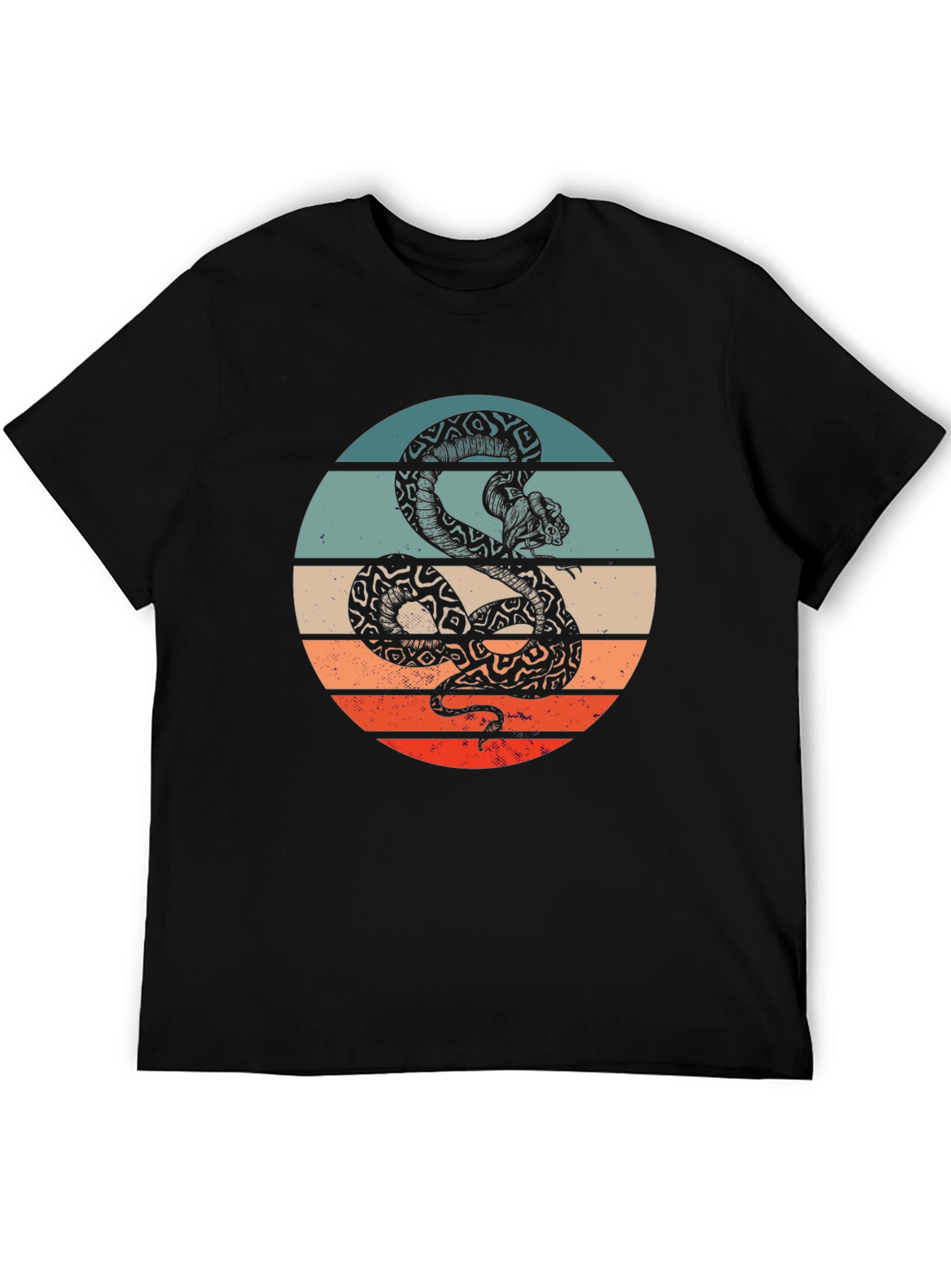 Black Retro Snake Graphic Tee - Vintage Style T-Shirt view 5