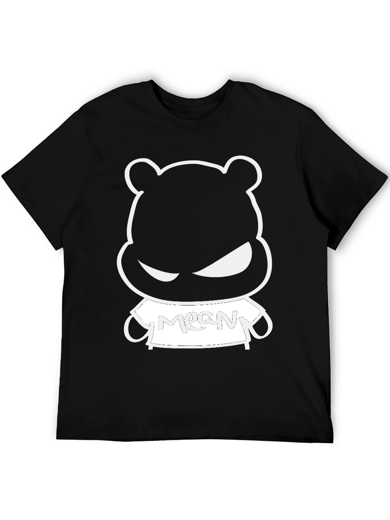 Black Mean Bear Graphic Tee - Black Casual Shirt view 5