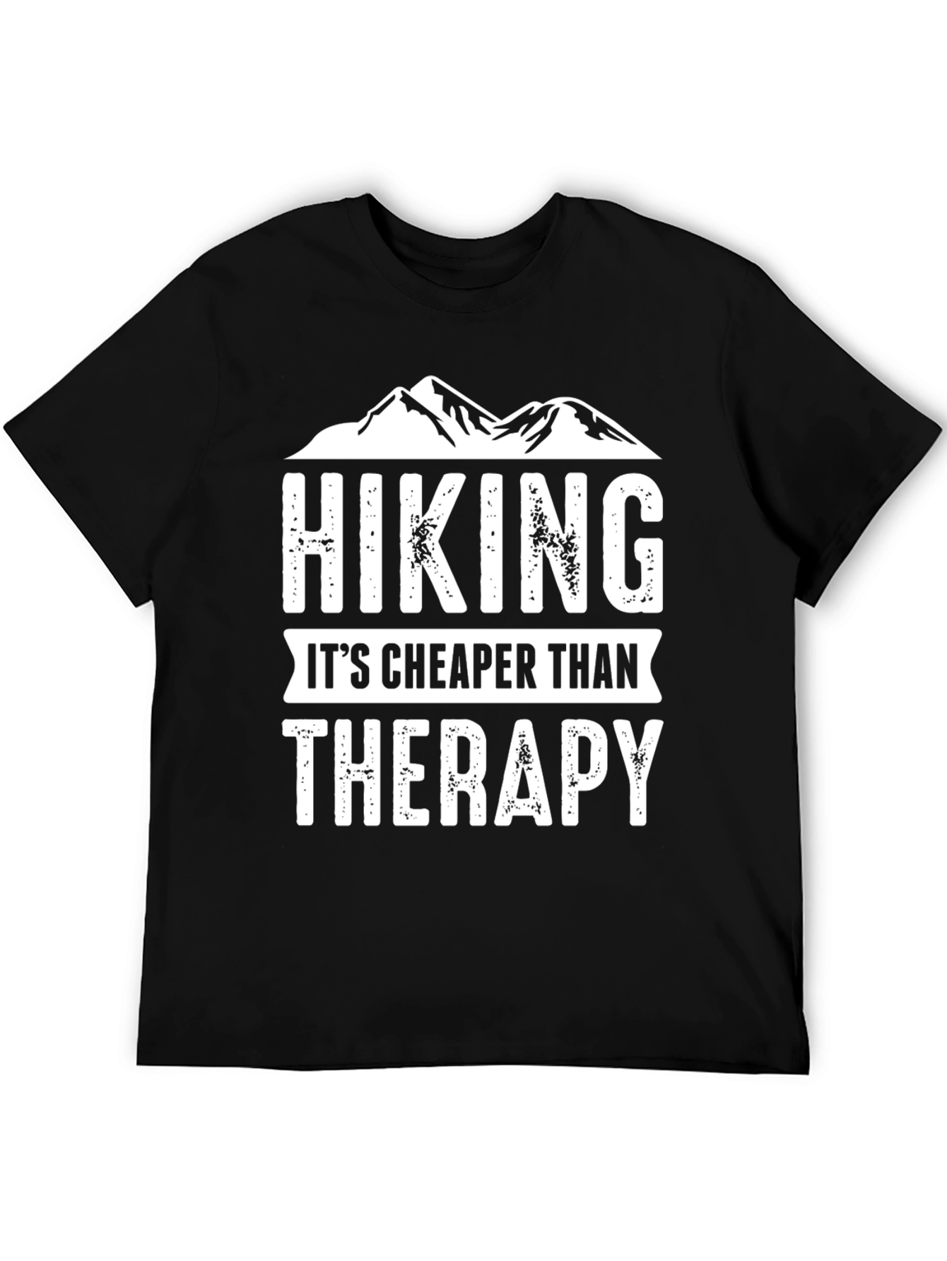 Black Hiking is Cheaper Than Therapy Graphic Tee view 5