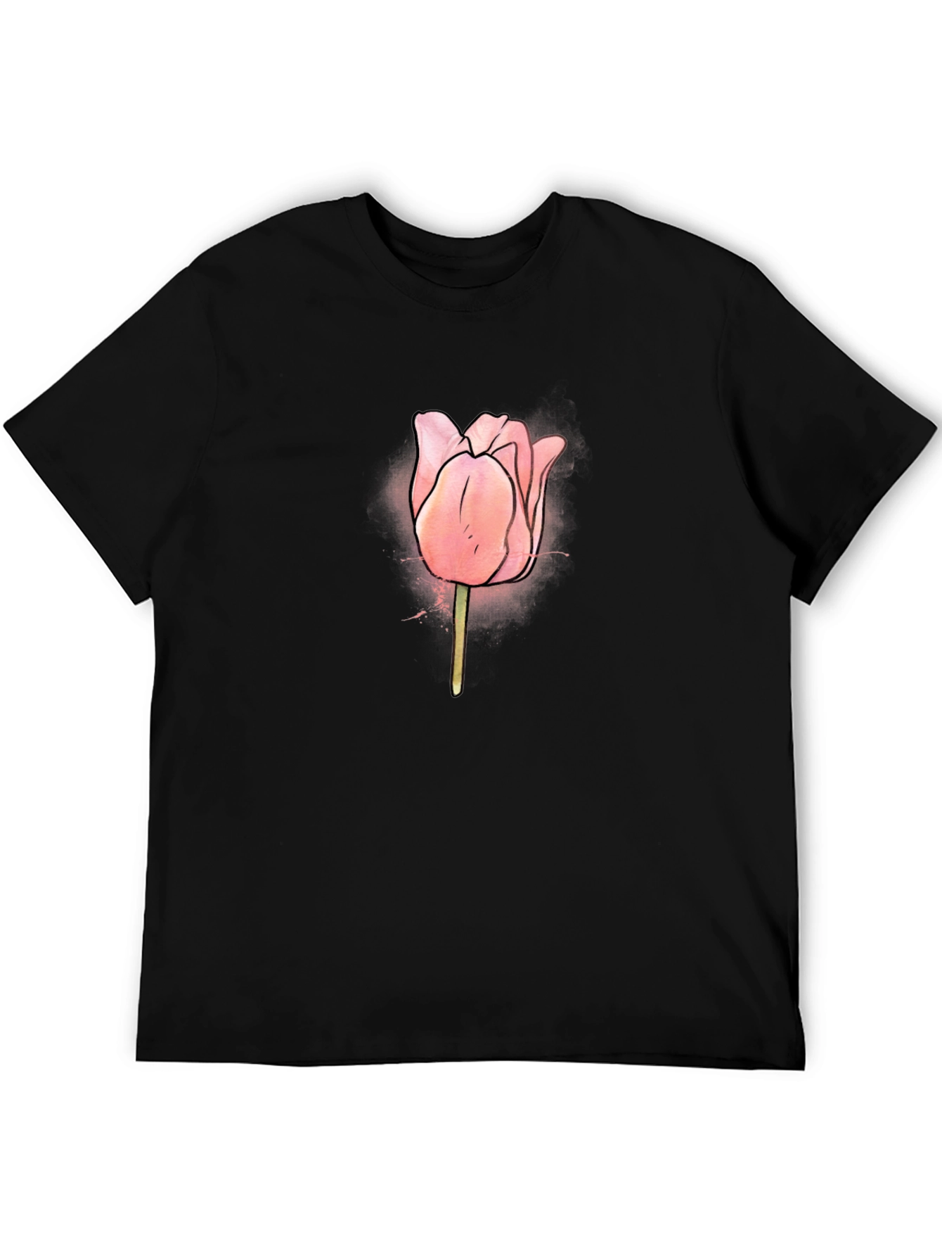 Black Tulip Graphic Black T-Shirt for Men view 5
