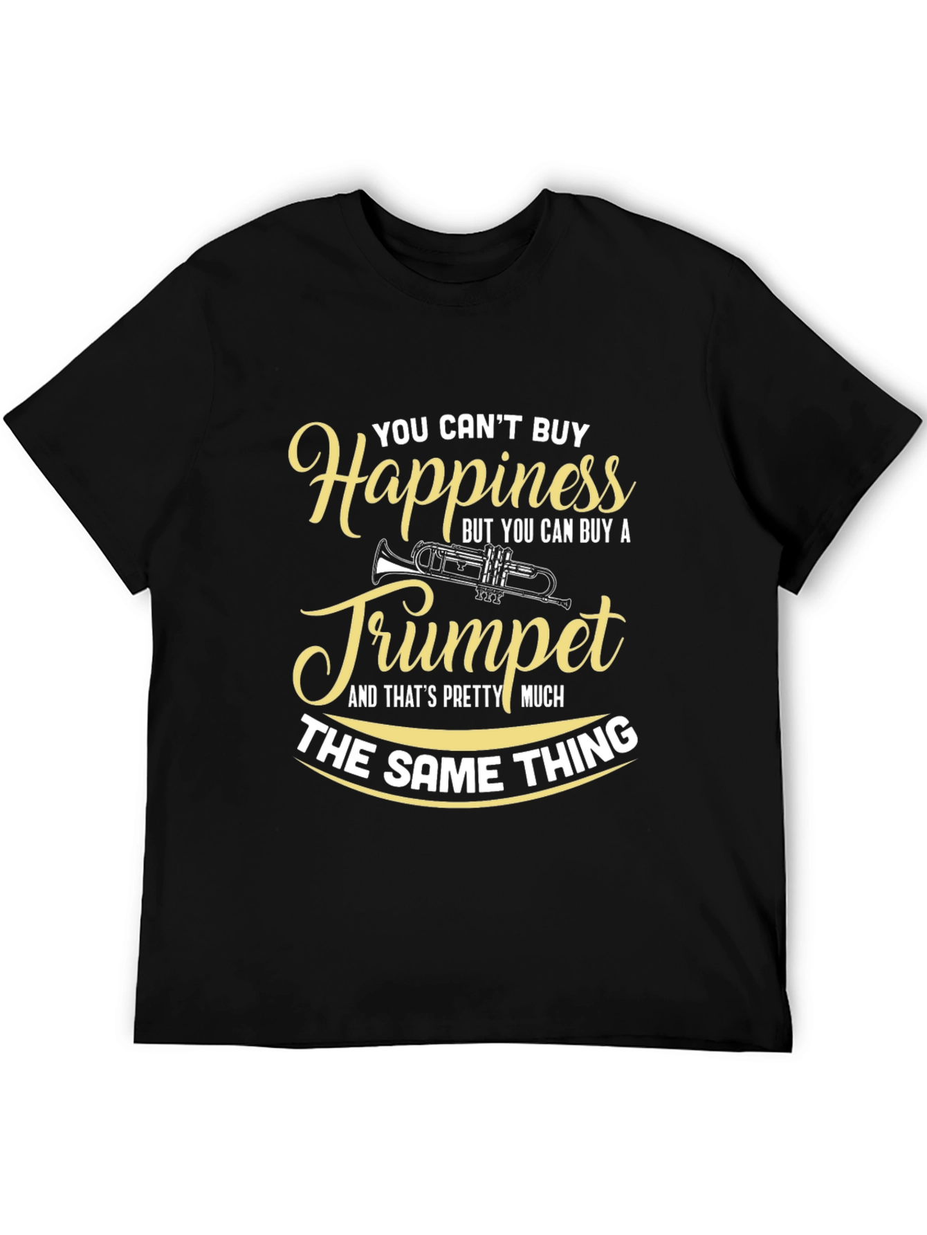 Black Happiness Trumpet Musician T-Shirt view 5