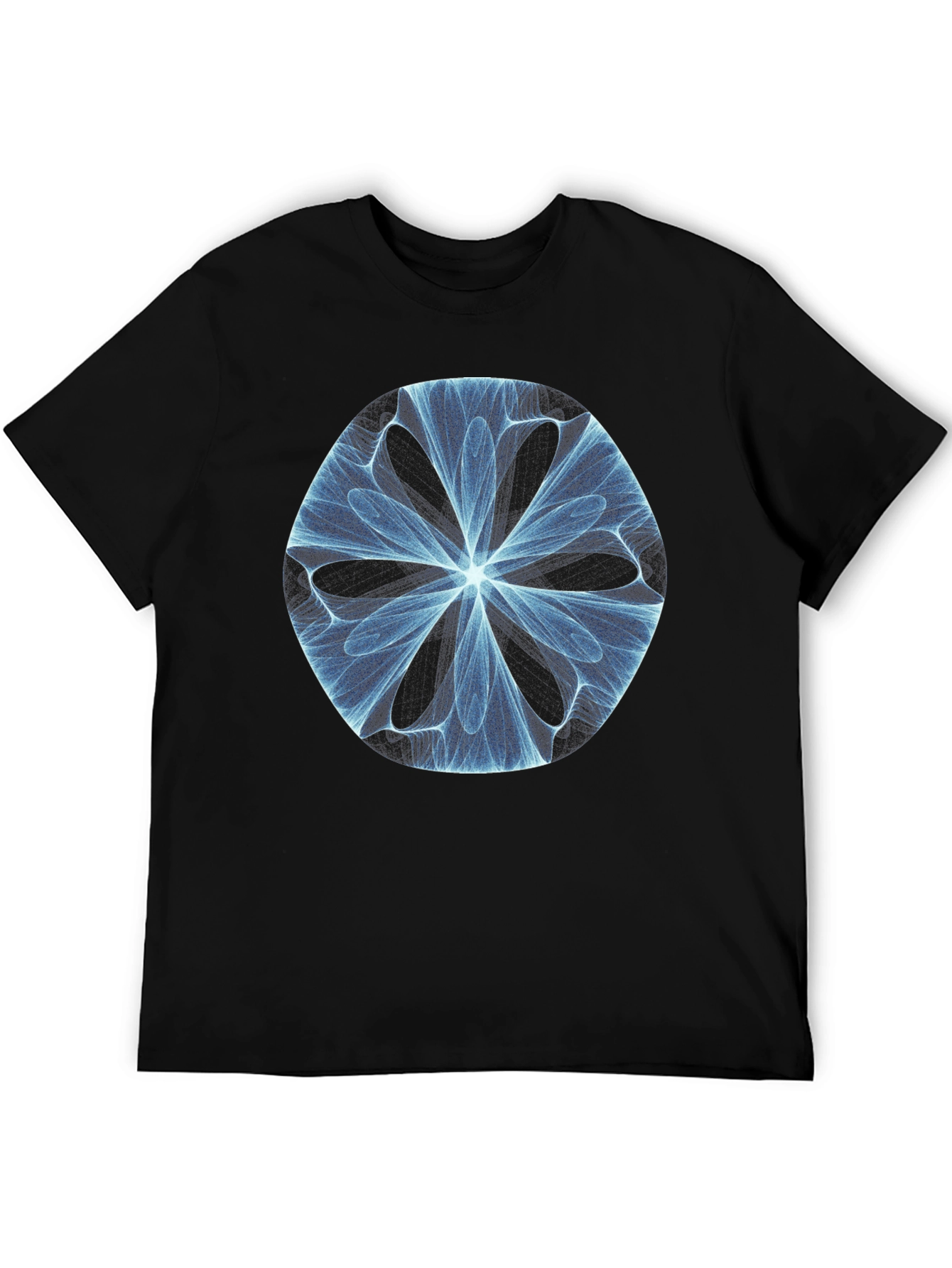 Black Abstract Fractal Design Black T-Shirt view 5