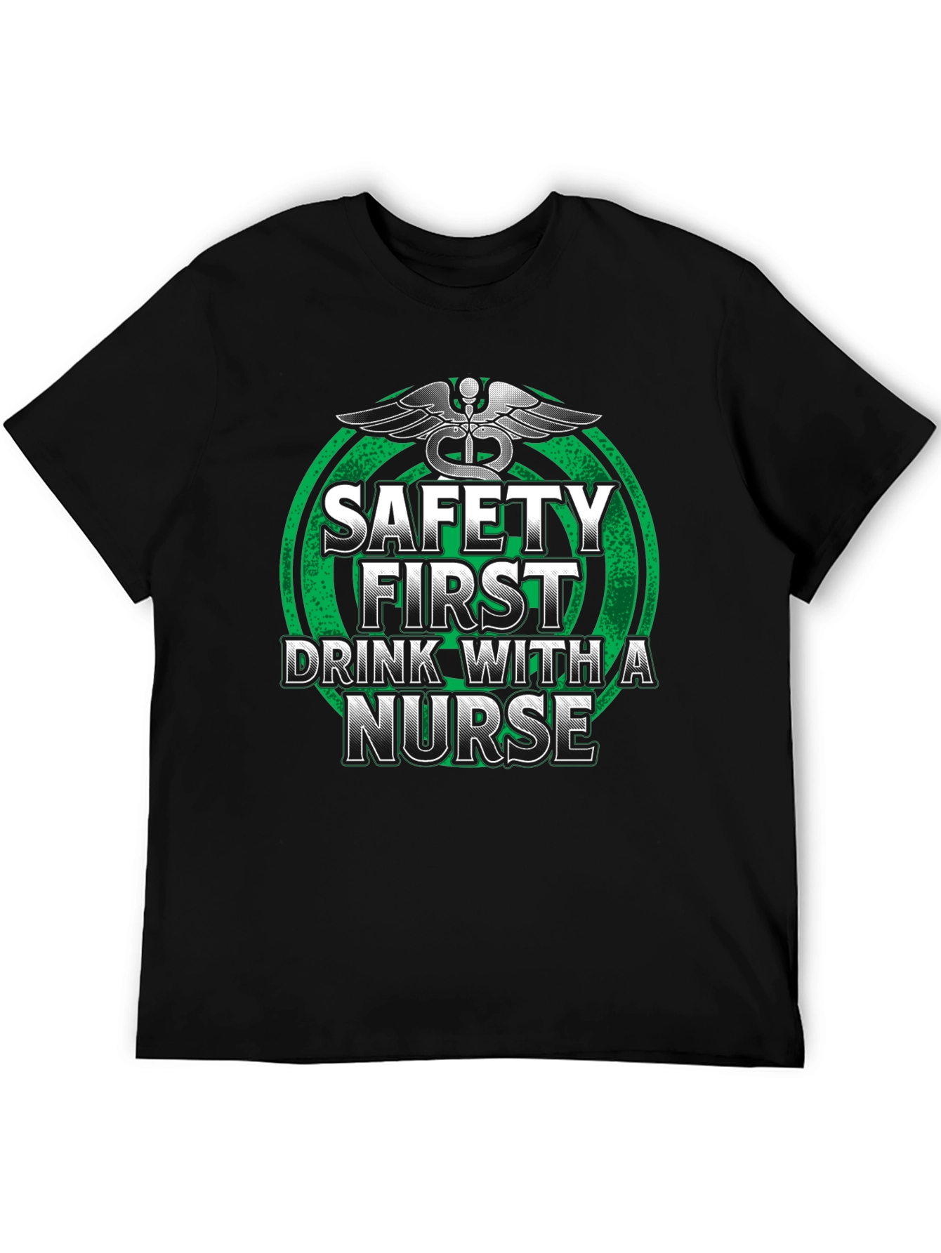 Black Safety First Drink With a Nurse T-Shirt view 5