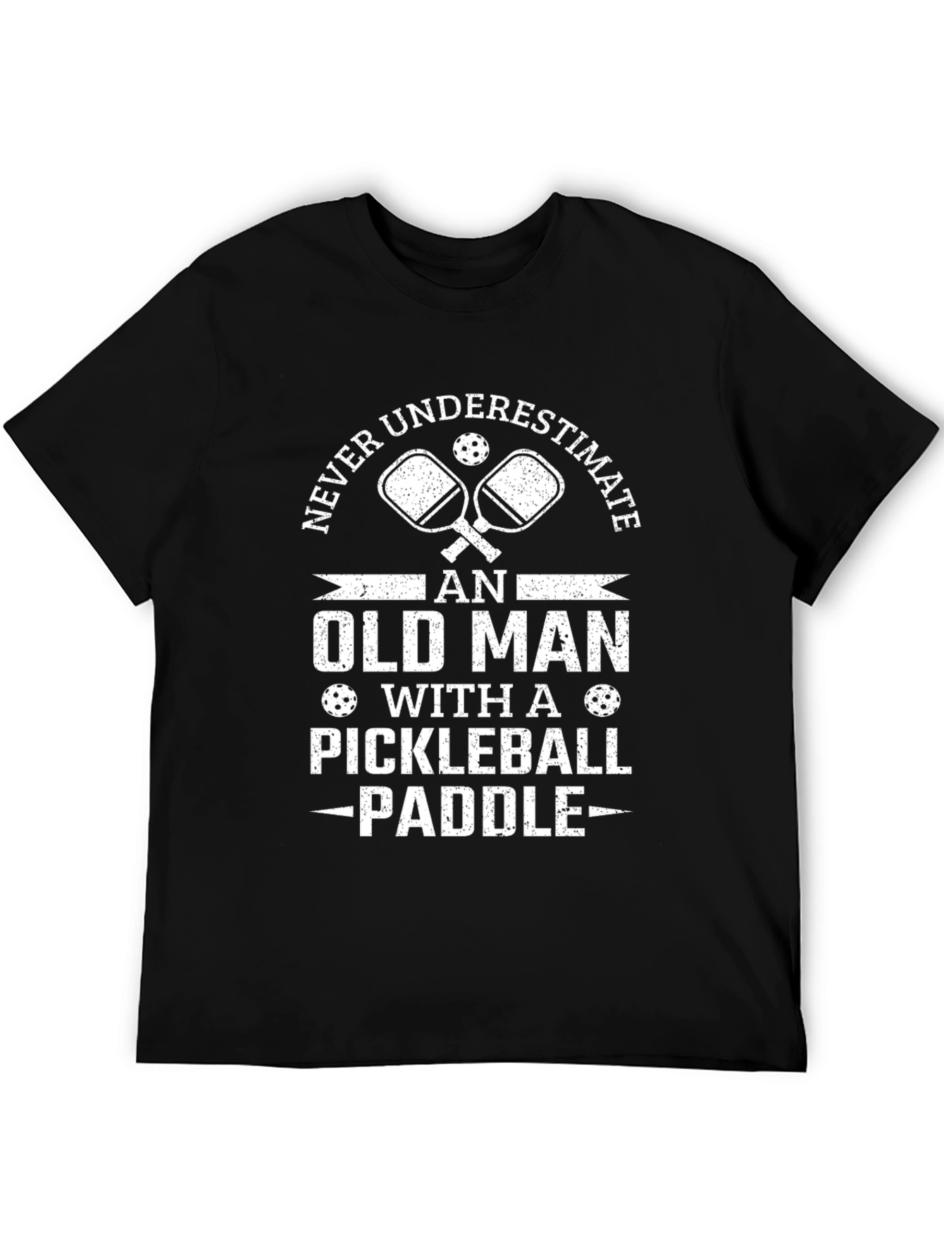 Black Funny Pickleball Old Man T-Shirt view 5
