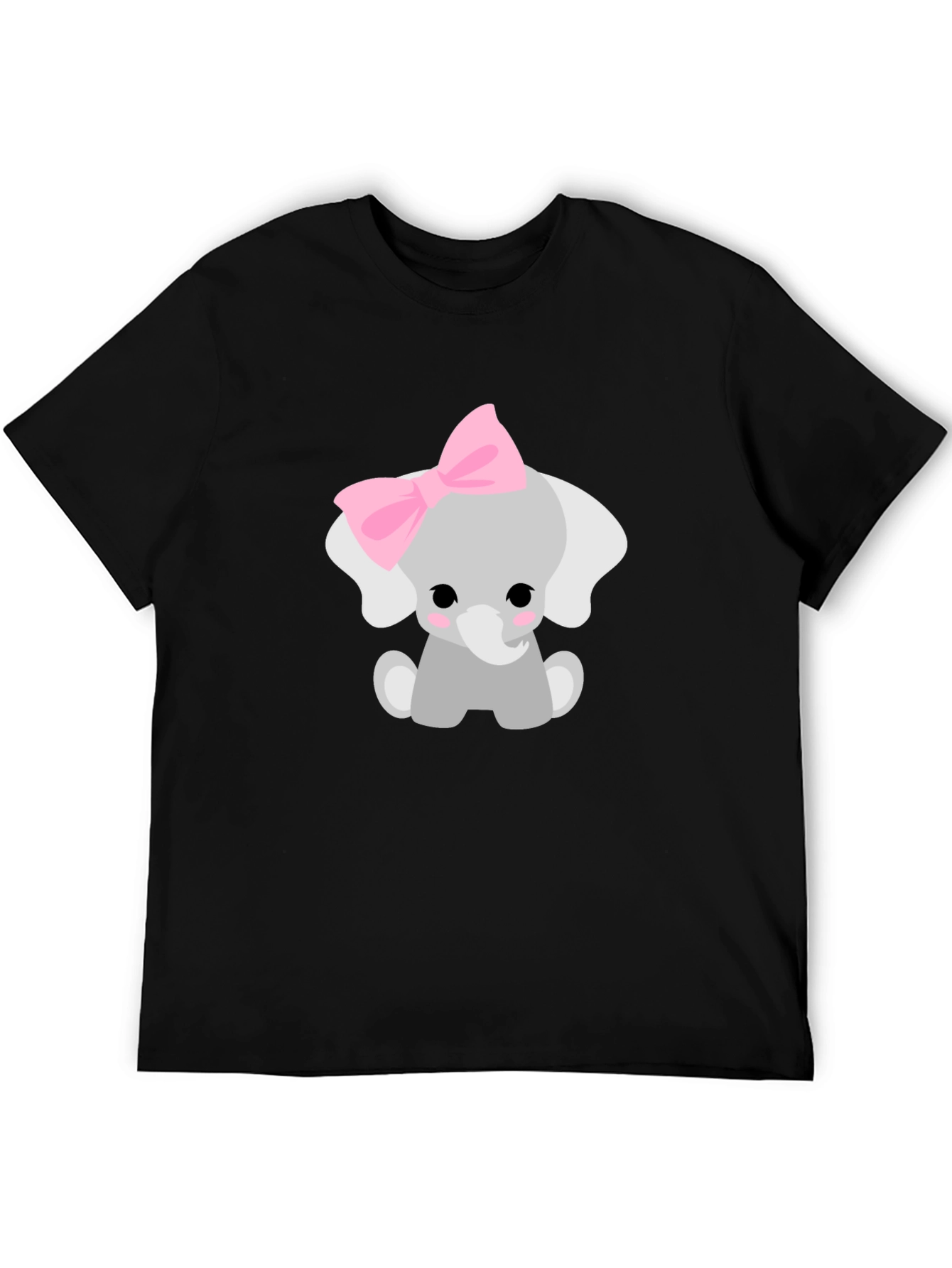 Black Cute Elephant Bow T-Shirt - Unisex Soft Cotton Tee view 5