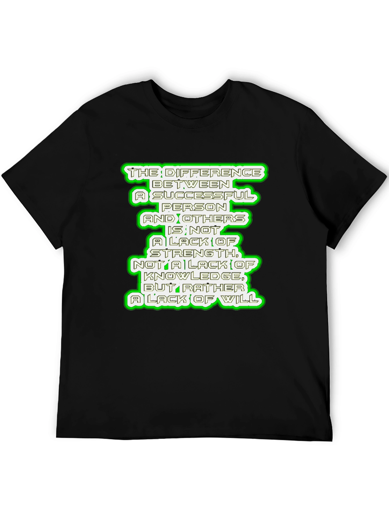 Black Motivational Quote T-Shirt - Success & Will view 5