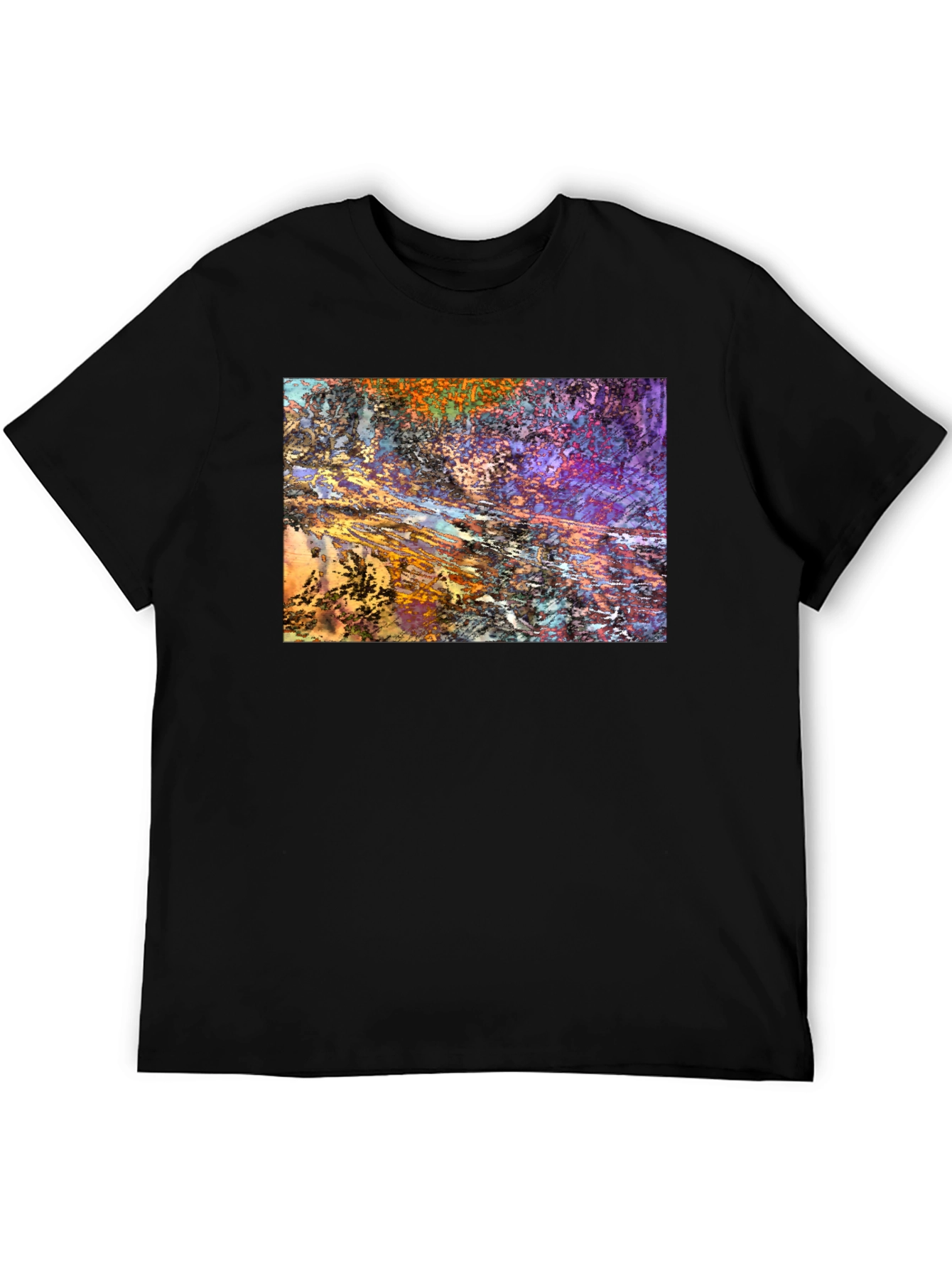 Black Abstract Art Print Black T-Shirt view 5