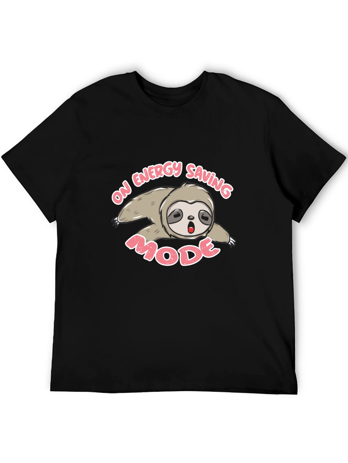 Black Energy Saving Mode Sloth T-Shirt - Black view 5
