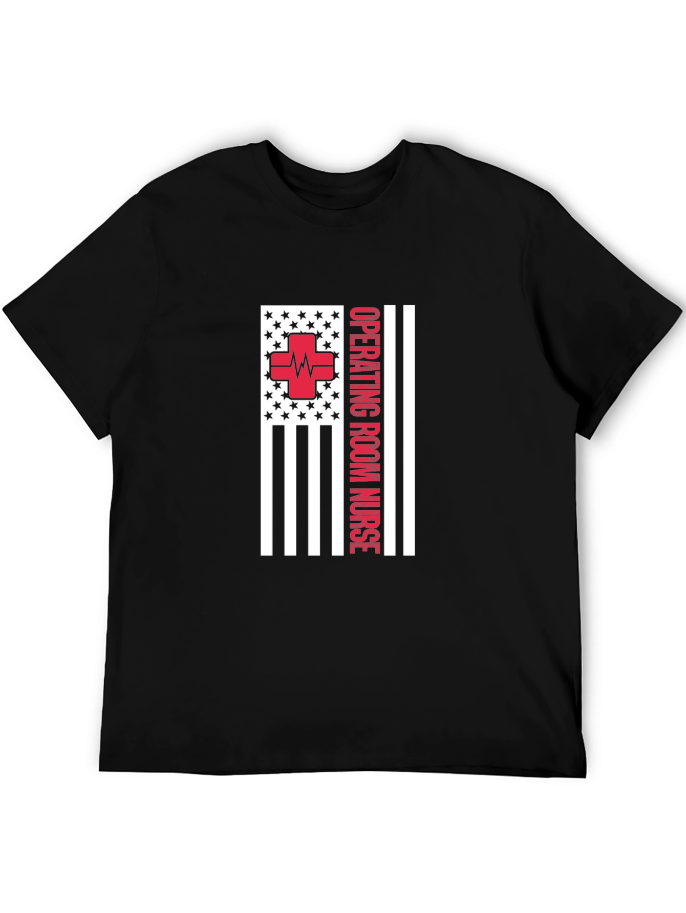 Black Operating Room Nurse American Flag Tee view 5