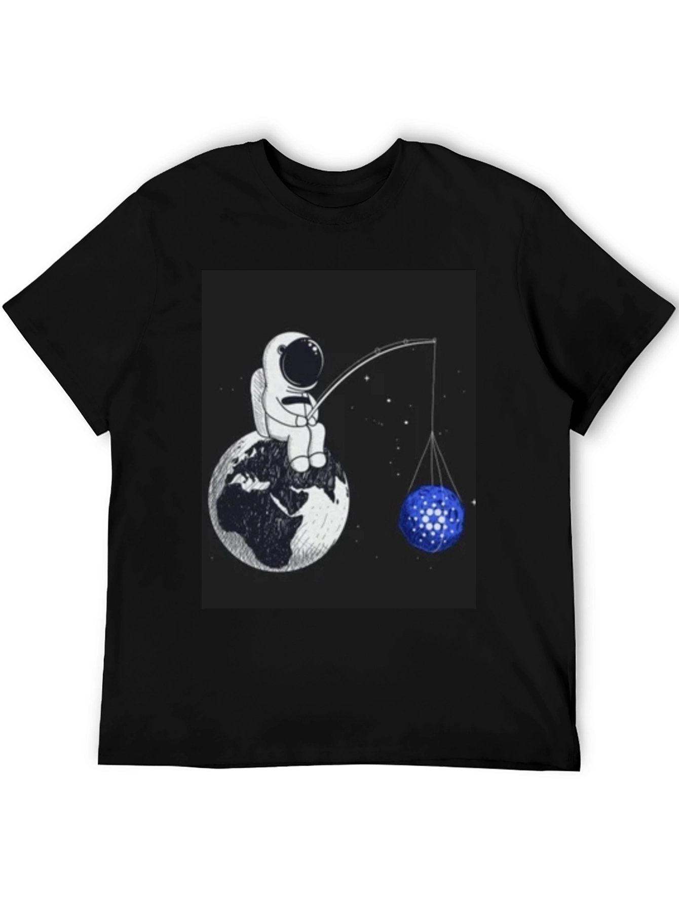 Black Astronaut Fishing T-Shirt - Unique Space Design view 5