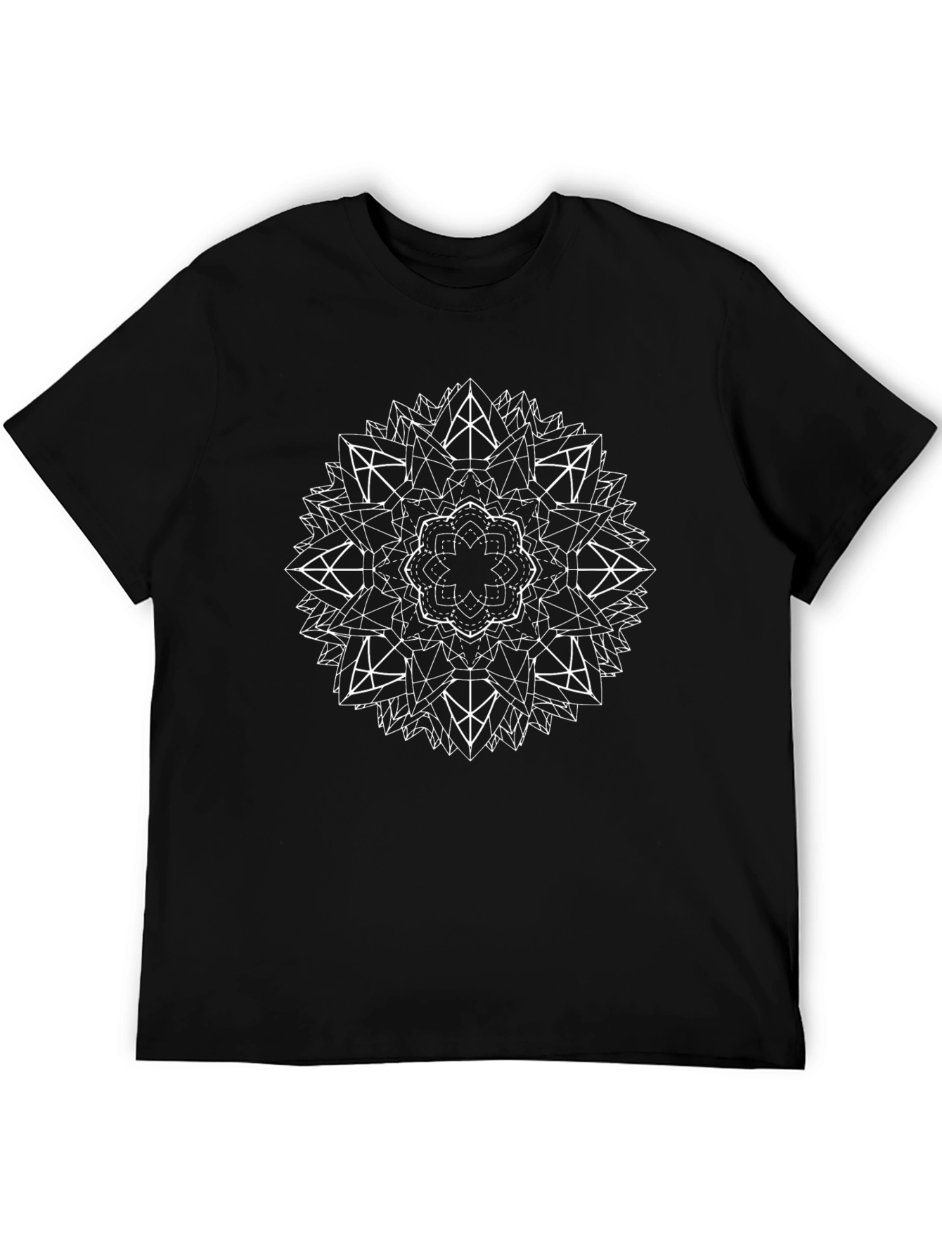 Geometric Mandala Graphic Tee - Black - 5