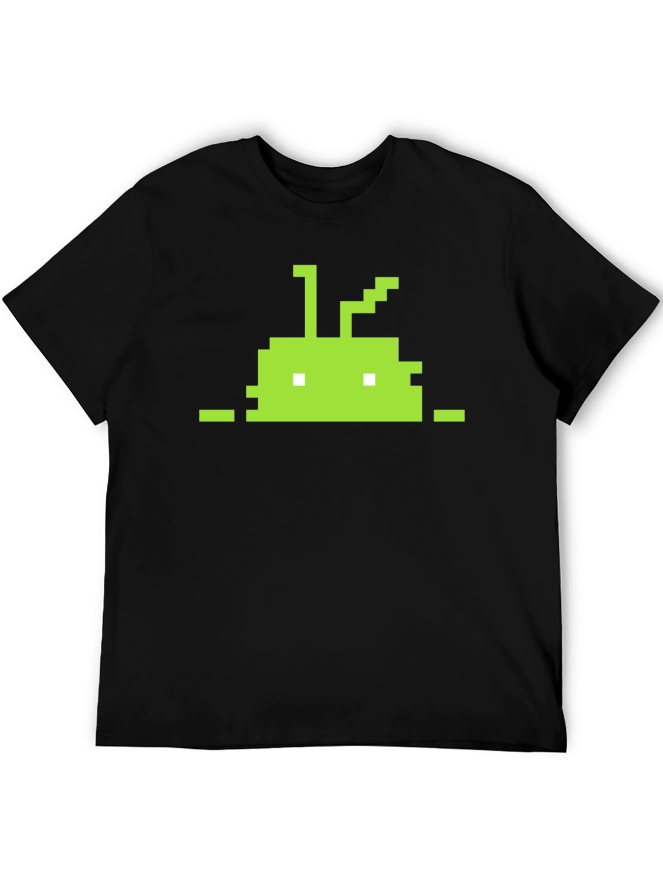 Black Pixelated Android Robot Black T-Shirt view 5