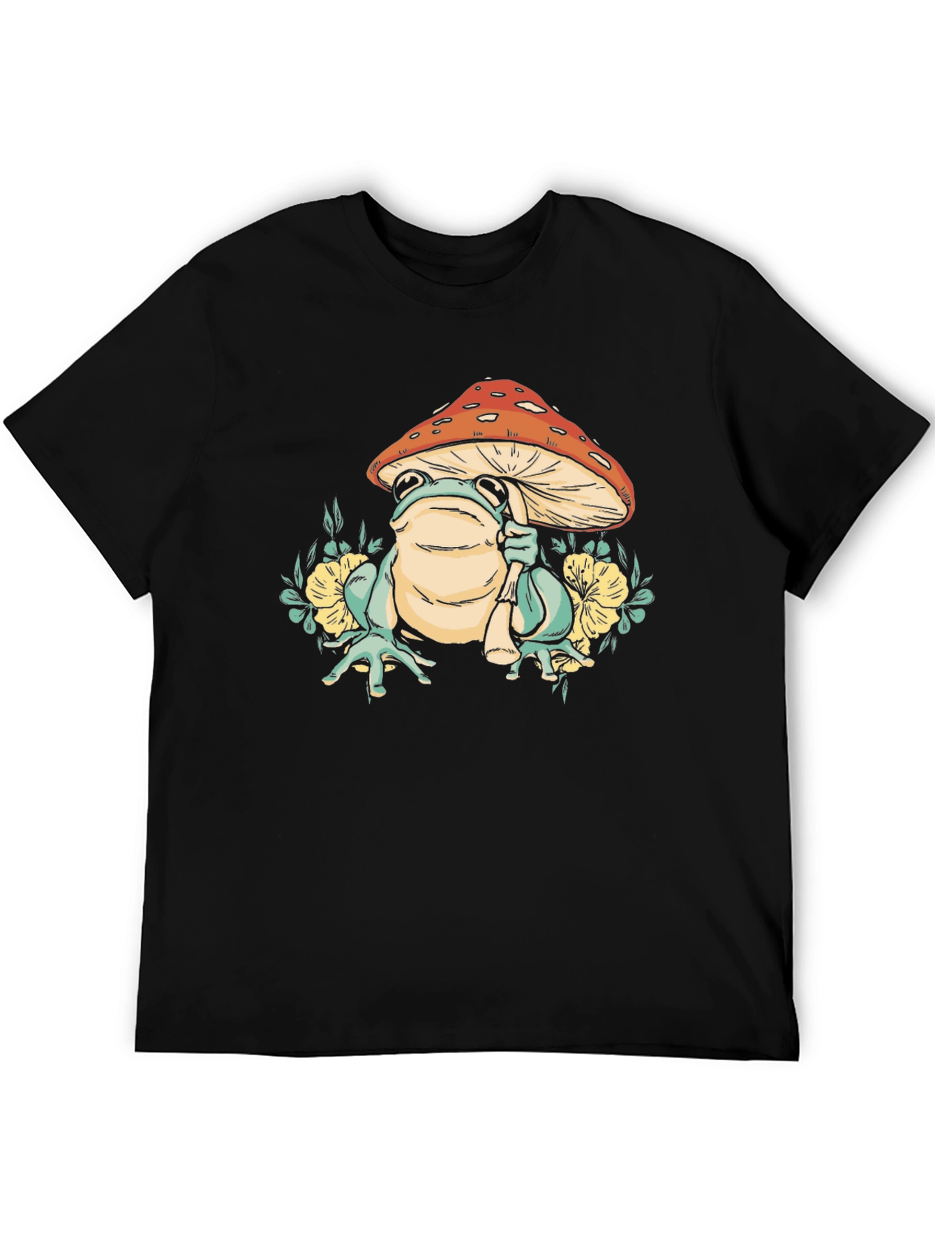 Black Mushroom Frog Graphic Tee view 5