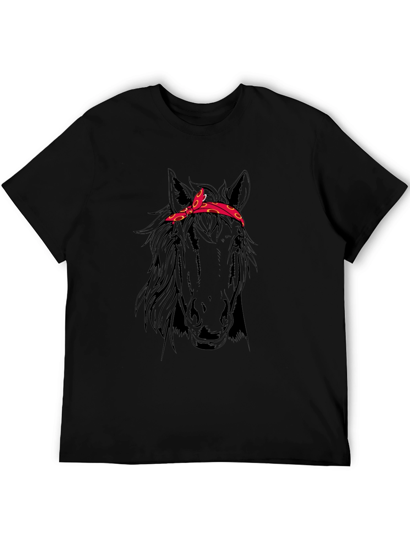 Black Horse Head Bandana T-Shirt - Black view 5