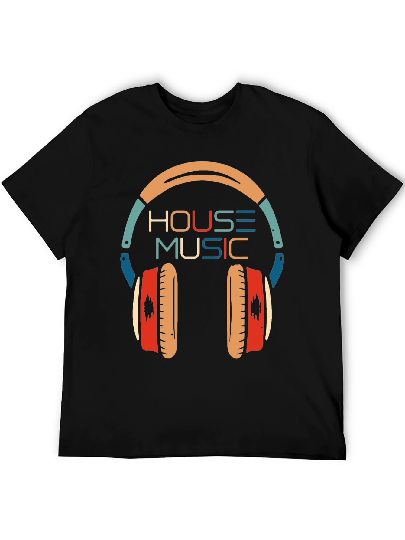 Black House Music Headphone Graphic T-Shirt view 5